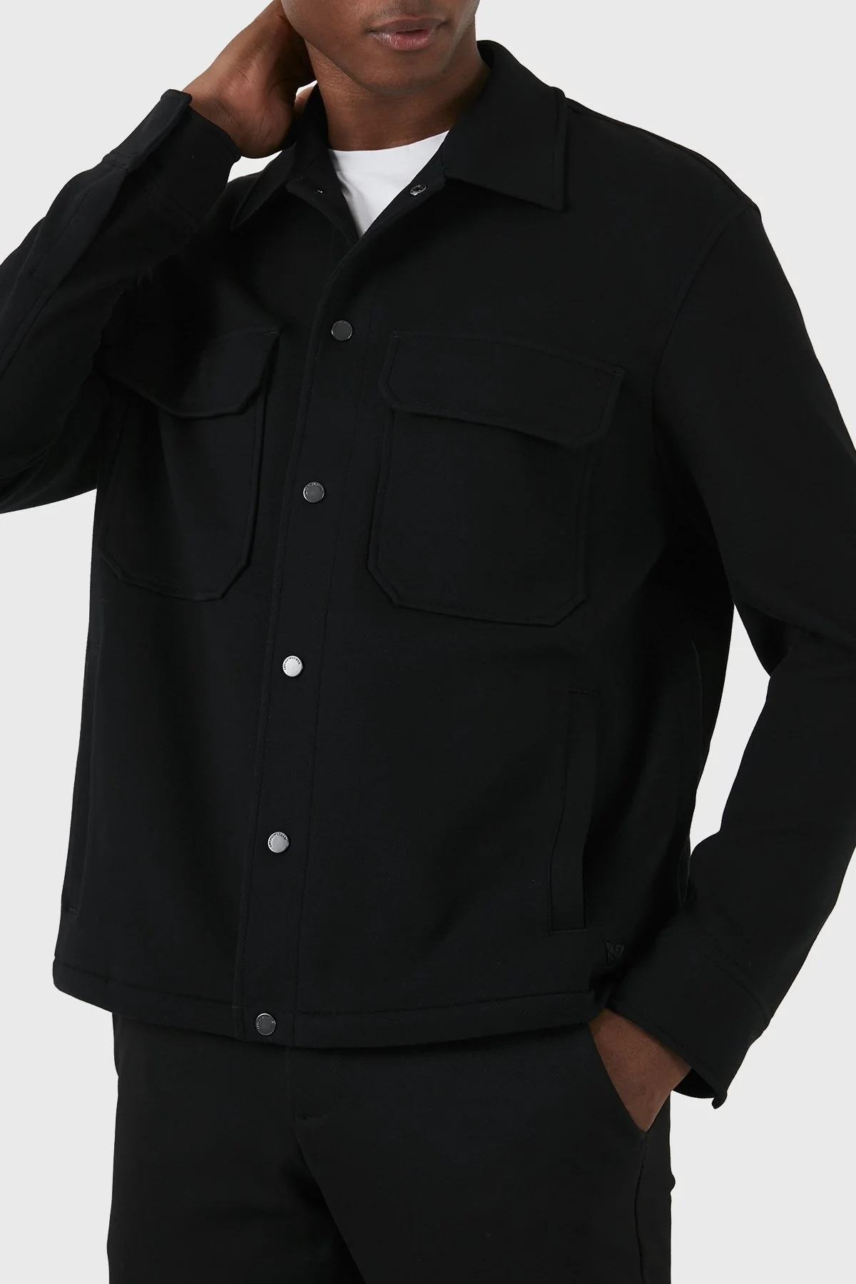 Emporio Armani Pamuklu Regular Fit Erkek Gömlek Ceket 3D1M61 1JOPZ 0999 SİYAH - 3