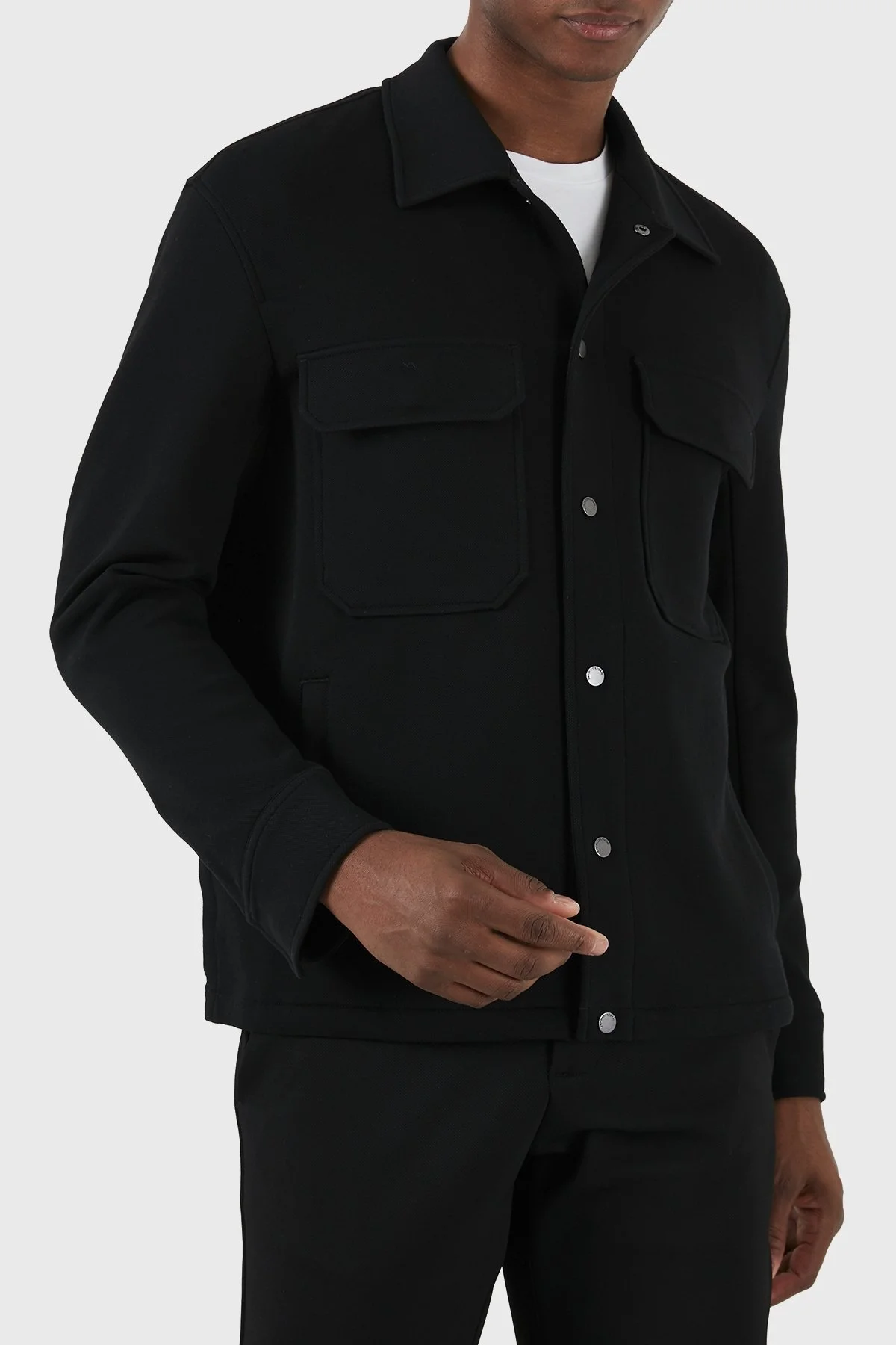 Emporio Armani Pamuklu Regular Fit Erkek Gömlek Ceket 3D1M61 1JOPZ 0999 SİYAH - 4