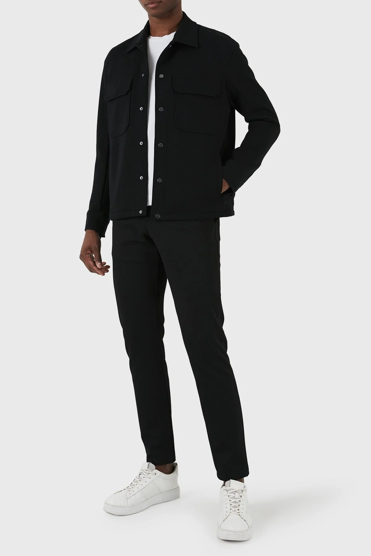 Emporio Armani Pamuklu Regular Fit Erkek Gömlek Ceket 3D1M61 1JOPZ 0999 SİYAH - 5
