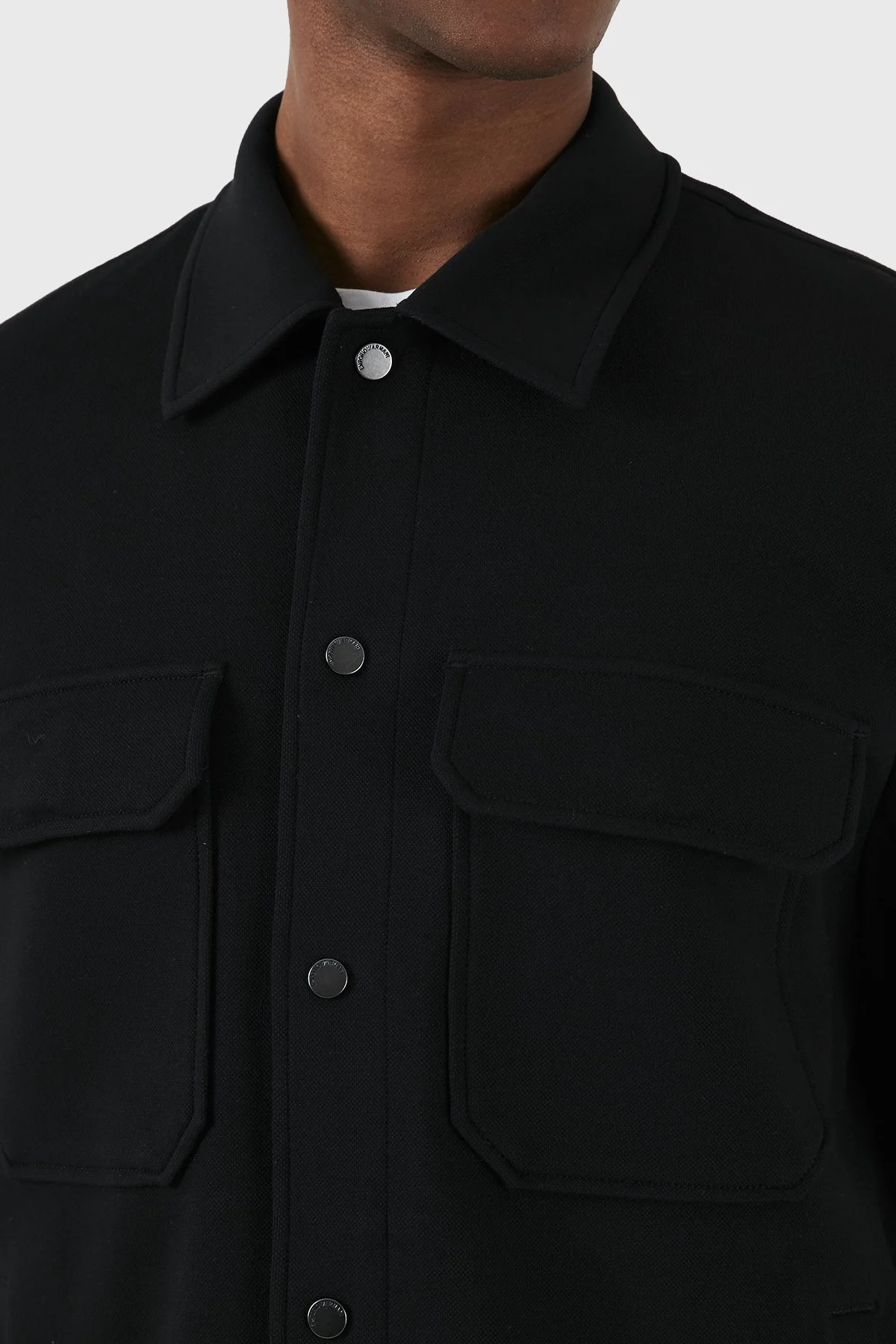 Emporio Armani Pamuklu Regular Fit Erkek Gömlek Ceket 3D1M61 1JOPZ 0999 SİYAH - 7