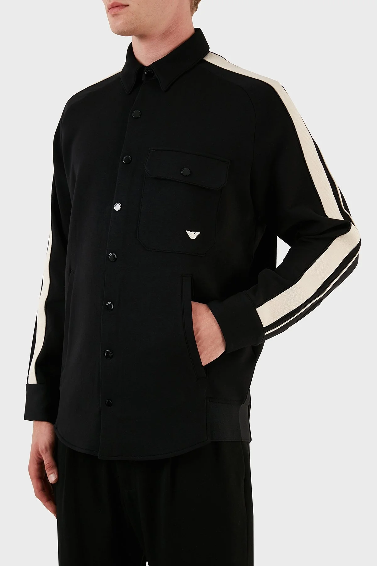Emporio Armani Pamuklu Regular Fit Erkek Gömlek Ceket 6R1MF4 1JHSZ 0999 SİYAH - 3