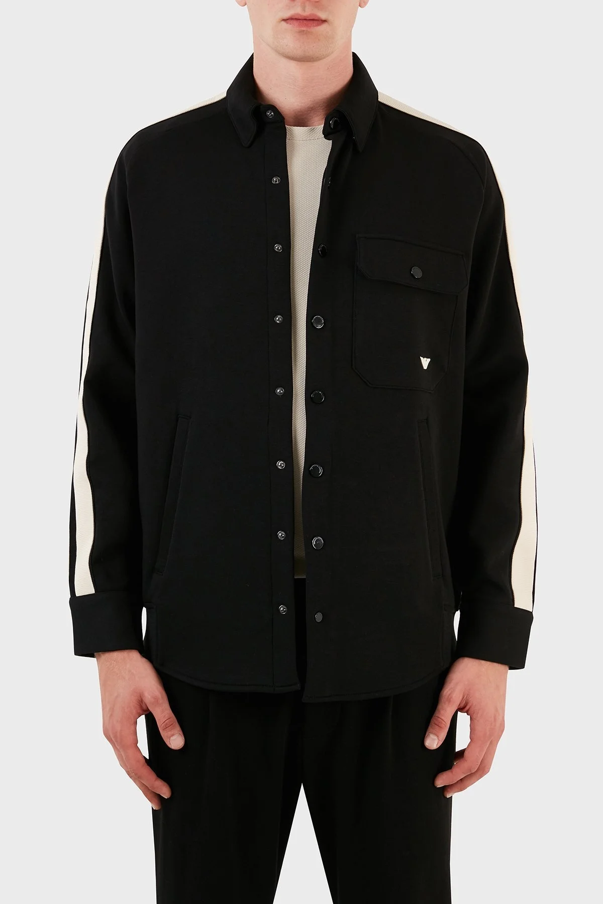 Emporio Armani Pamuklu Regular Fit Erkek Gömlek Ceket 6R1MF4 1JHSZ 0999 SİYAH - 4