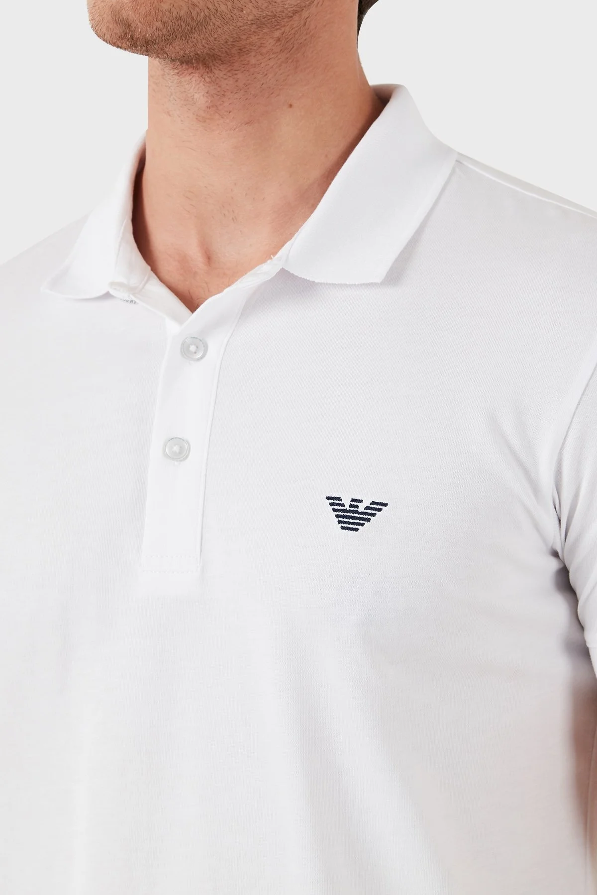 Emporio Armani Pamuklu Regular Fit Erkek Polo Yaka T Shirt 211804 4R482 00010 BEYAZ - 6