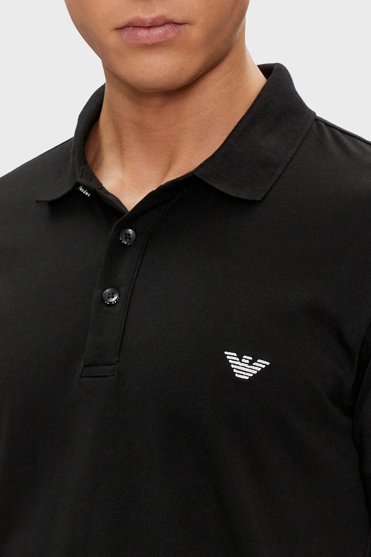 Emporio Armani Pamuklu Regular Fit Erkek Polo Yaka T Shirt 211804 4R482 00020 SİYAH - 4