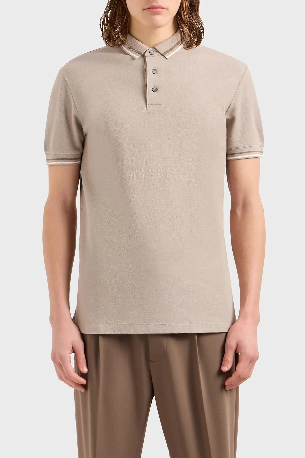Emporio Armani Pamuklu Regular Fit Erkek Polo Yaka T Shirt 3D1FM4 1JCYZ 06H7 BEJ - 5