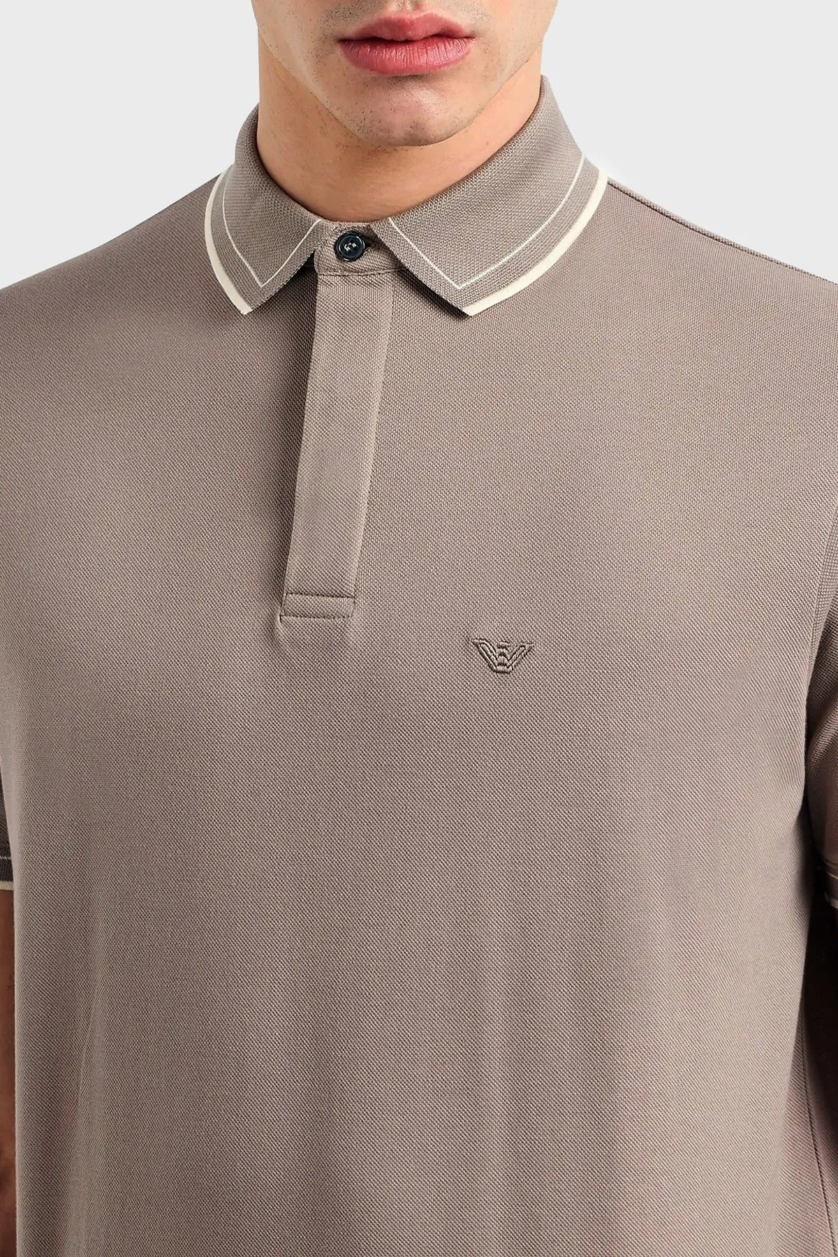 Emporio Armani Pamuklu Regular Fit Erkek Polo Yaka T Shirt 3D1FM6 1JTKZ 0650 BEJ - 4