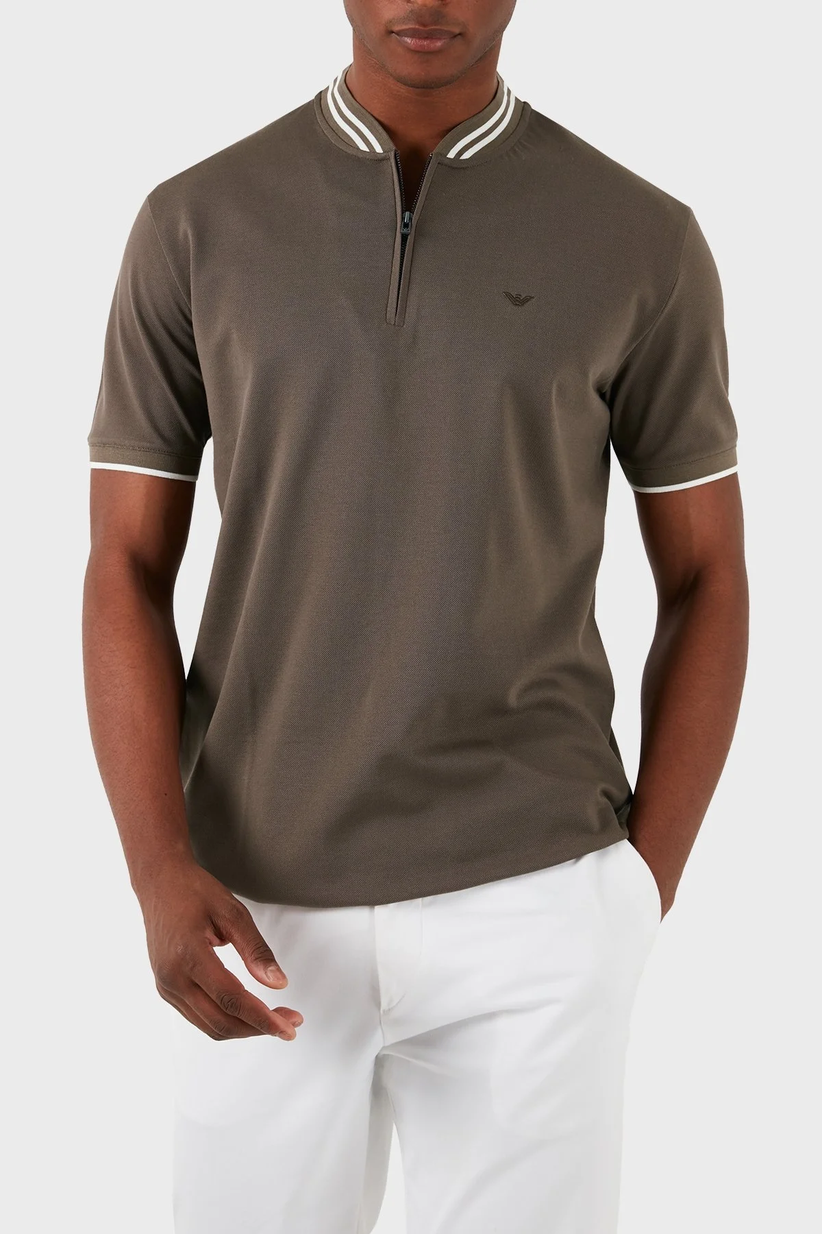 Emporio Armani Pamuklu Regular Fit Erkek Polo Yaka T Shirt 3D1FM7 1JTKZ 0440 AÇIK KAHVE - 1