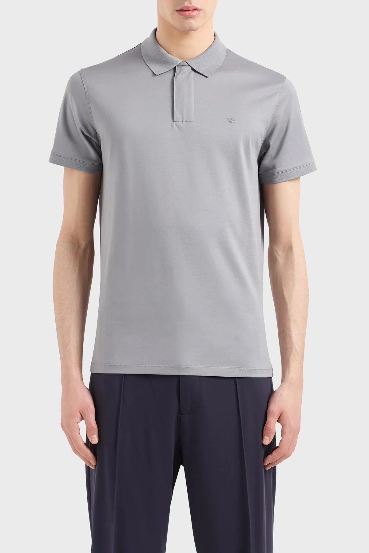Emporio Armani Pamuklu Regular Fit Erkek Polo Yaka T Shirt EM000080 AF10094 U8060 GRİ - 1