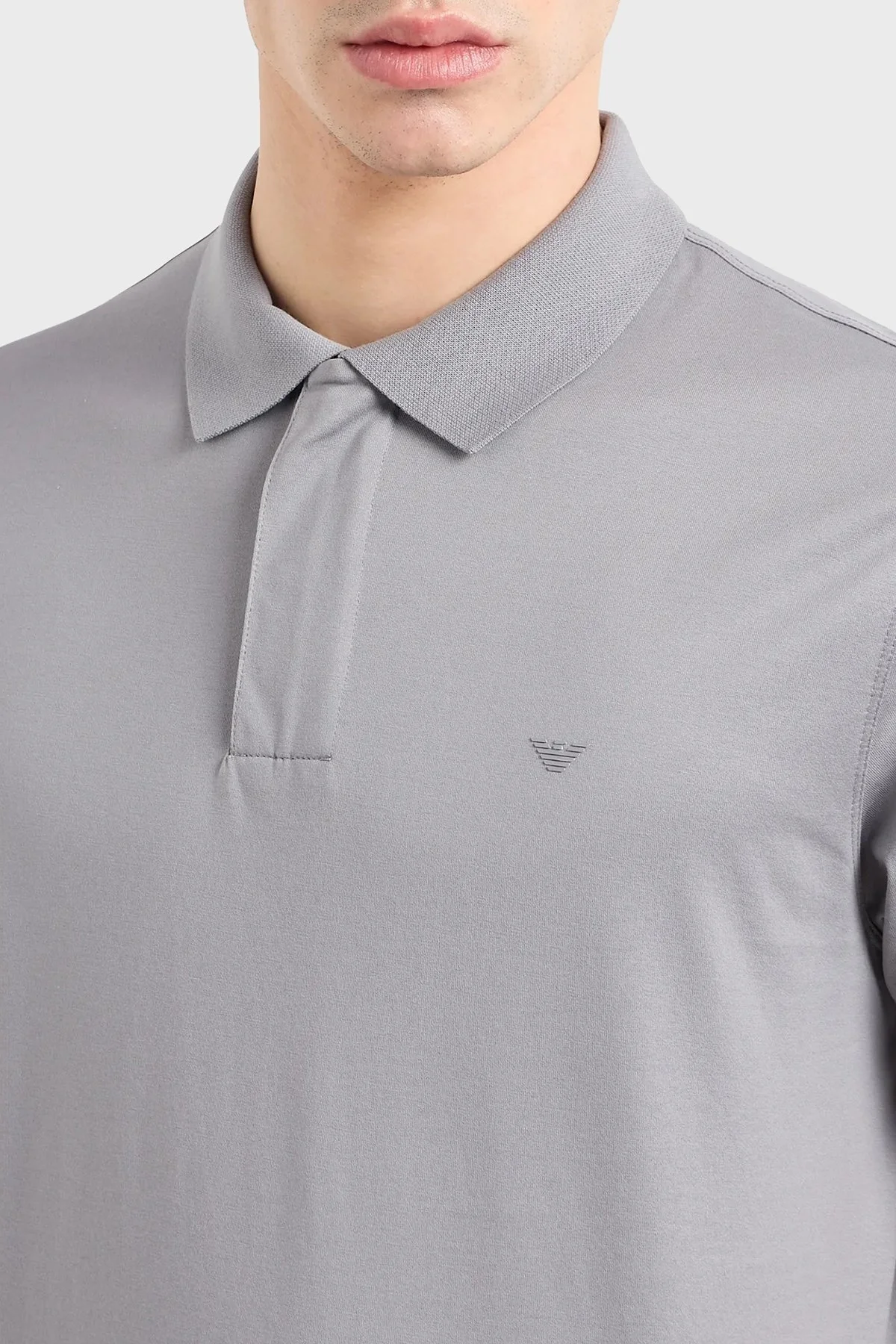 Emporio Armani Pamuklu Regular Fit Erkek Polo Yaka T Shirt EM000080 AF10094 U8060 GRİ - 2