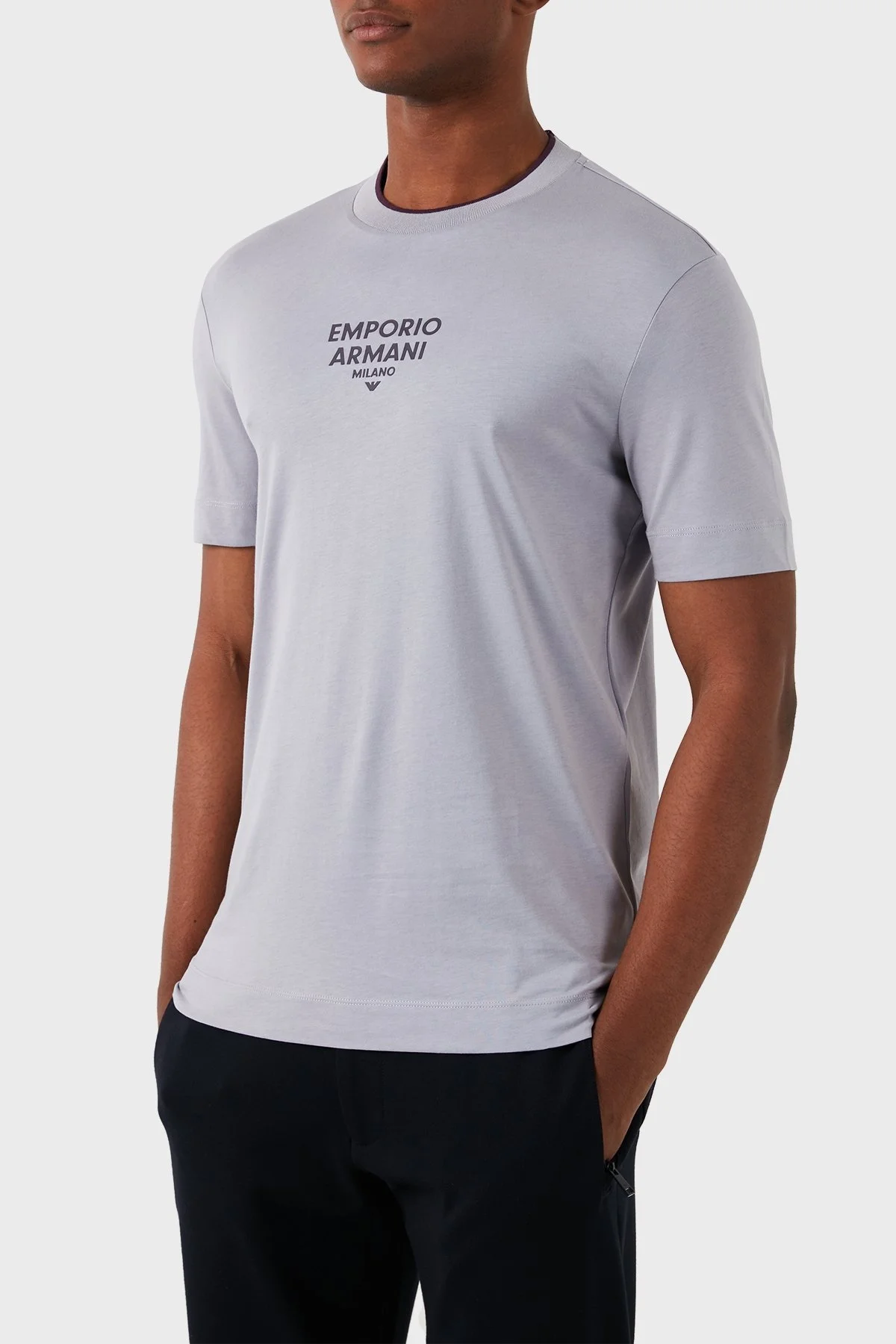 Emporio Armani Pamuklu Regular Fit Erkek T Shirt 3D1T73 1JPZZ 08B7 LİLA - 3
