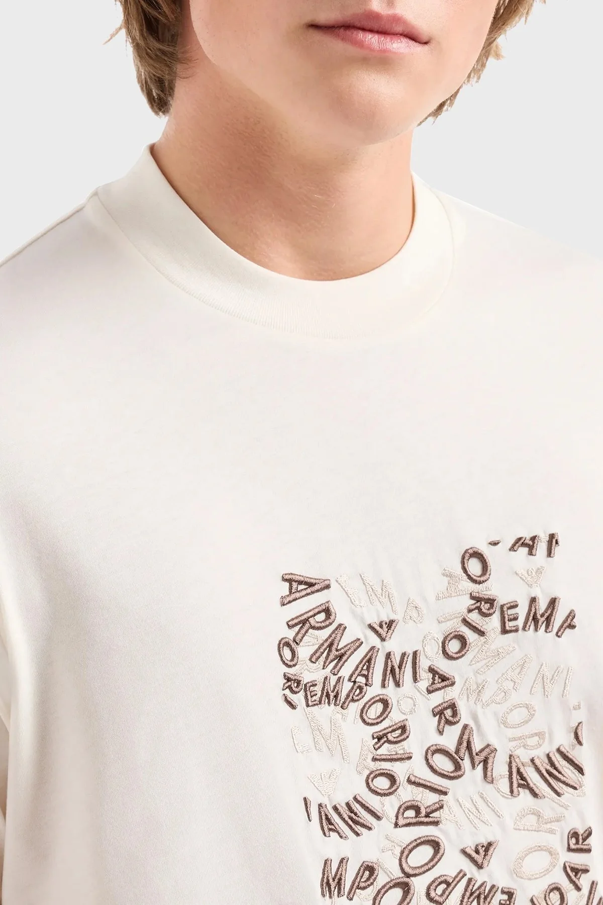 Emporio Armani Pamuklu Regular Fit Erkek T Shirt 3D1TG3 1JPZZ 01A2 EKRU - 4