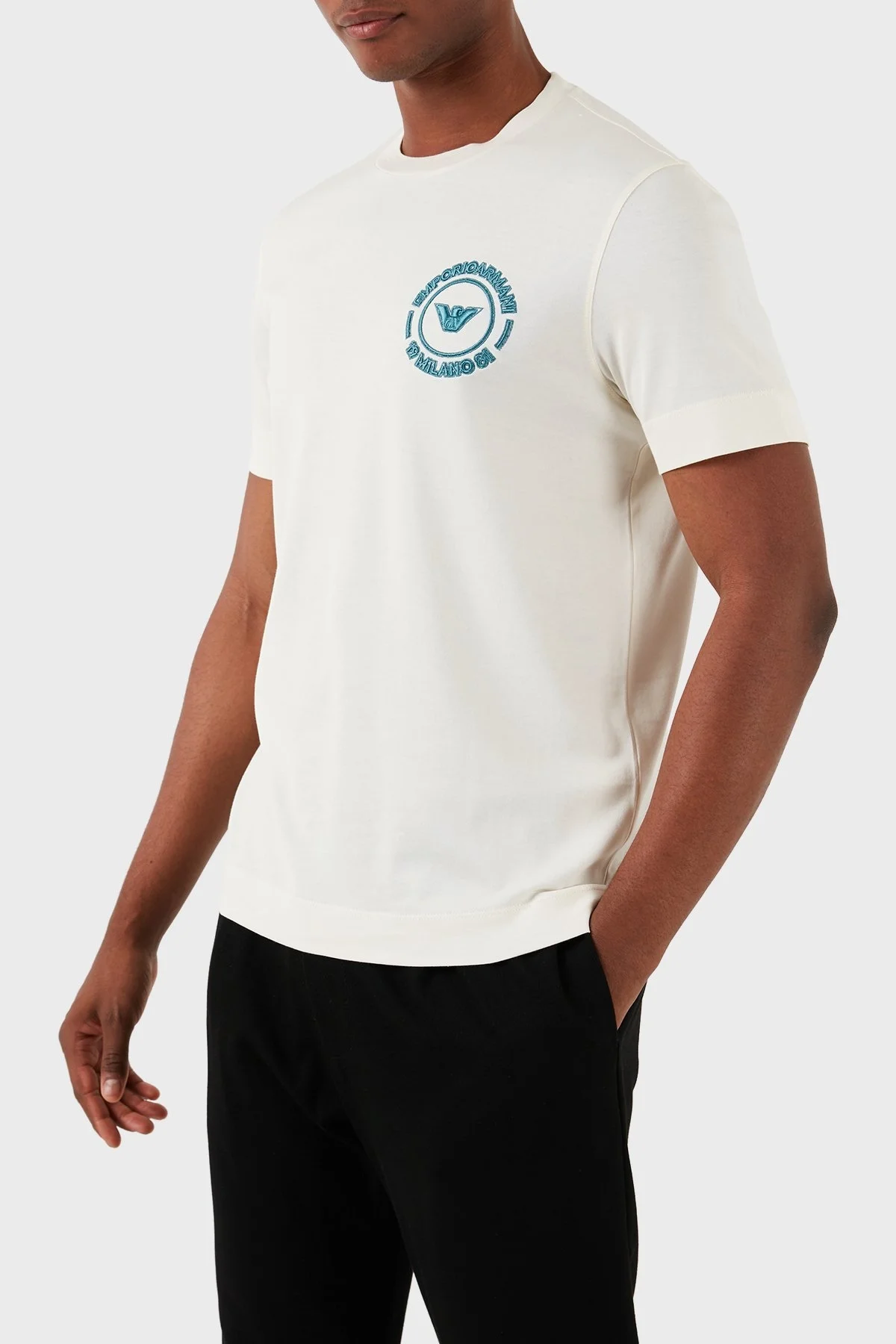 Emporio Armani Pamuklu Regular Fit Erkek T Shirt 3D1TG8 1JOCZ 01A5 EKRU - 2