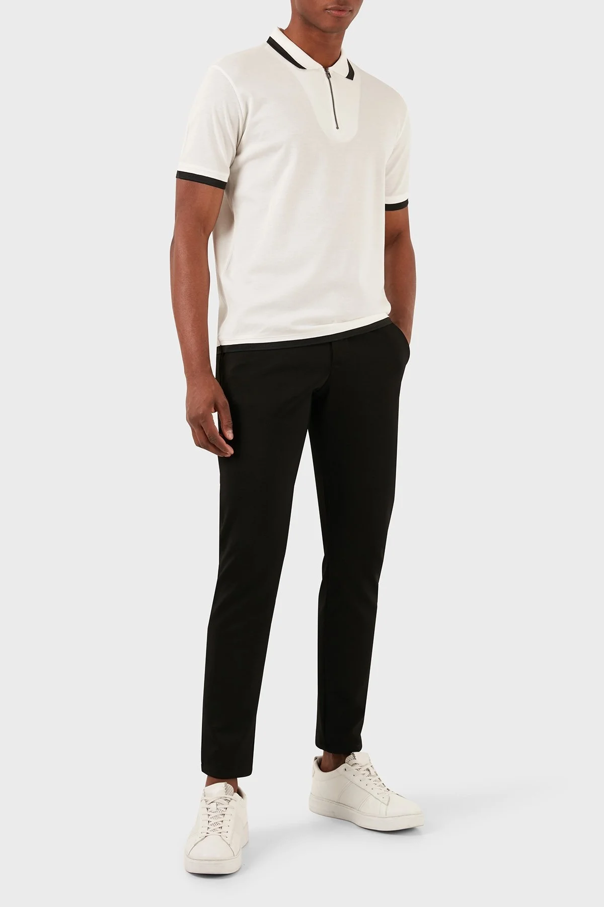 Emporio Armani Pamuklu Regular Fit Fermuarlı Erkek Polo Yaka T Shirt 3D1FE5 1JTKZ 0101 BEYAZ - 7