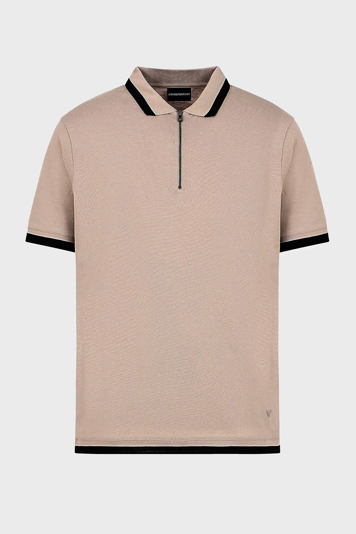 Emporio Armani Pamuklu Regular Fit Fermuarlı Erkek Polo Yaka T Shirt 3D1FE5 1JTKZ 01M5 BEJ - 4