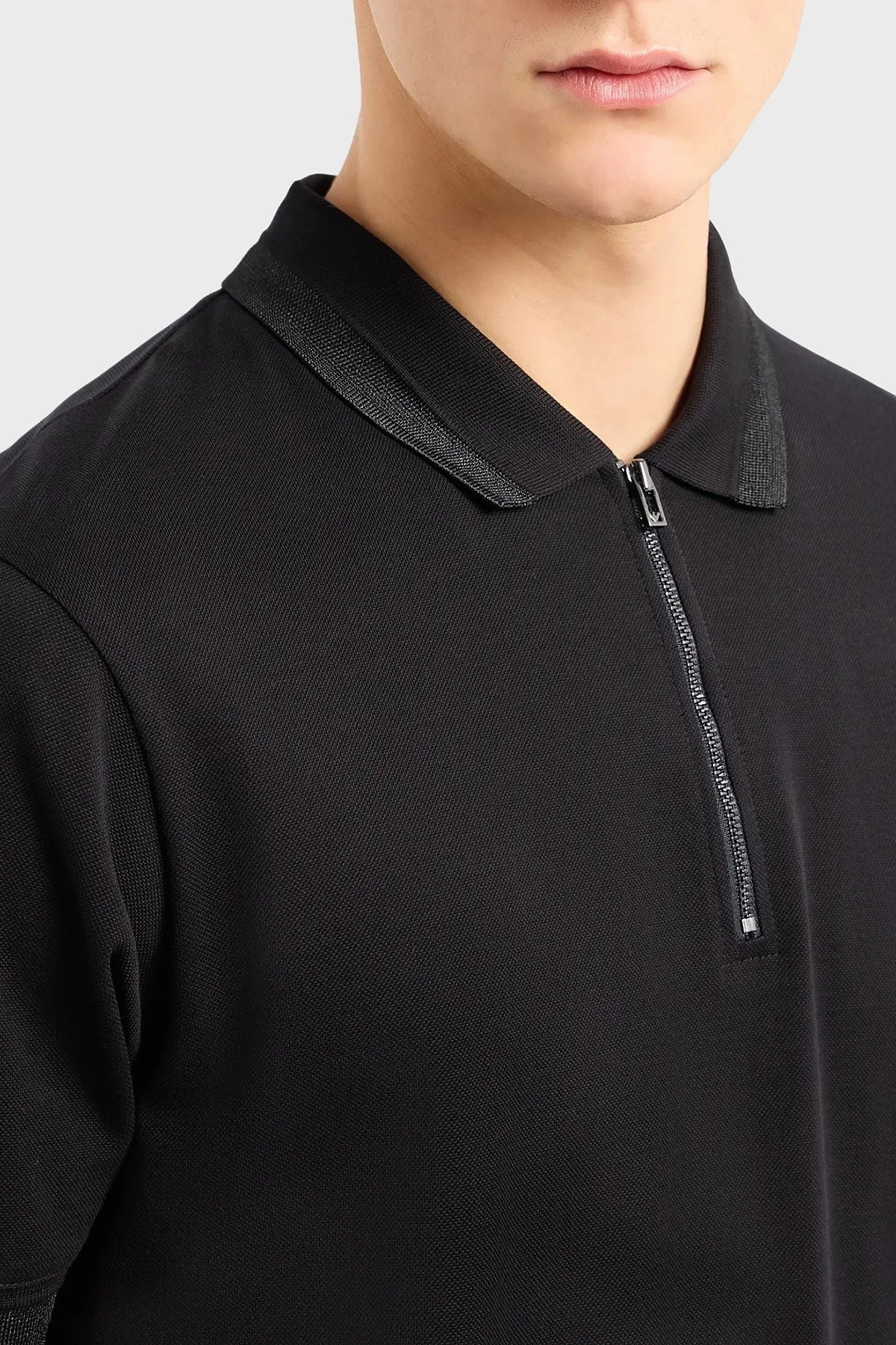 Emporio Armani Pamuklu Regular Fit Fermuarlı Erkek Polo Yaka T Shirt 3D1FE5 1JTKZ 0999 SİYAH - 2