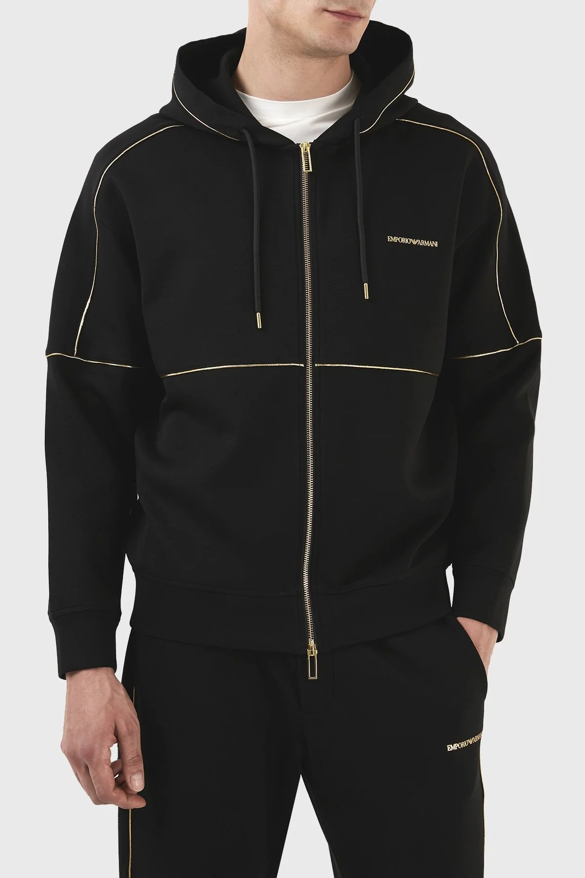 Emporio Armani Pamuklu Regular Fit Fermuarlı Kapüşonlu Erkek Sweat 3R1MBU 1JHSZ 0999 SİYAH - 1