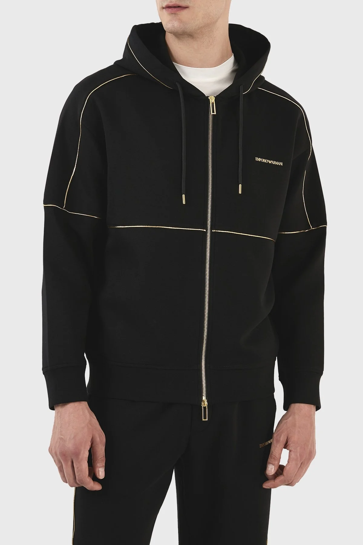 Emporio Armani Pamuklu Regular Fit Fermuarlı Kapüşonlu Erkek Sweat 3R1MBU 1JHSZ 0999 SİYAH - 2