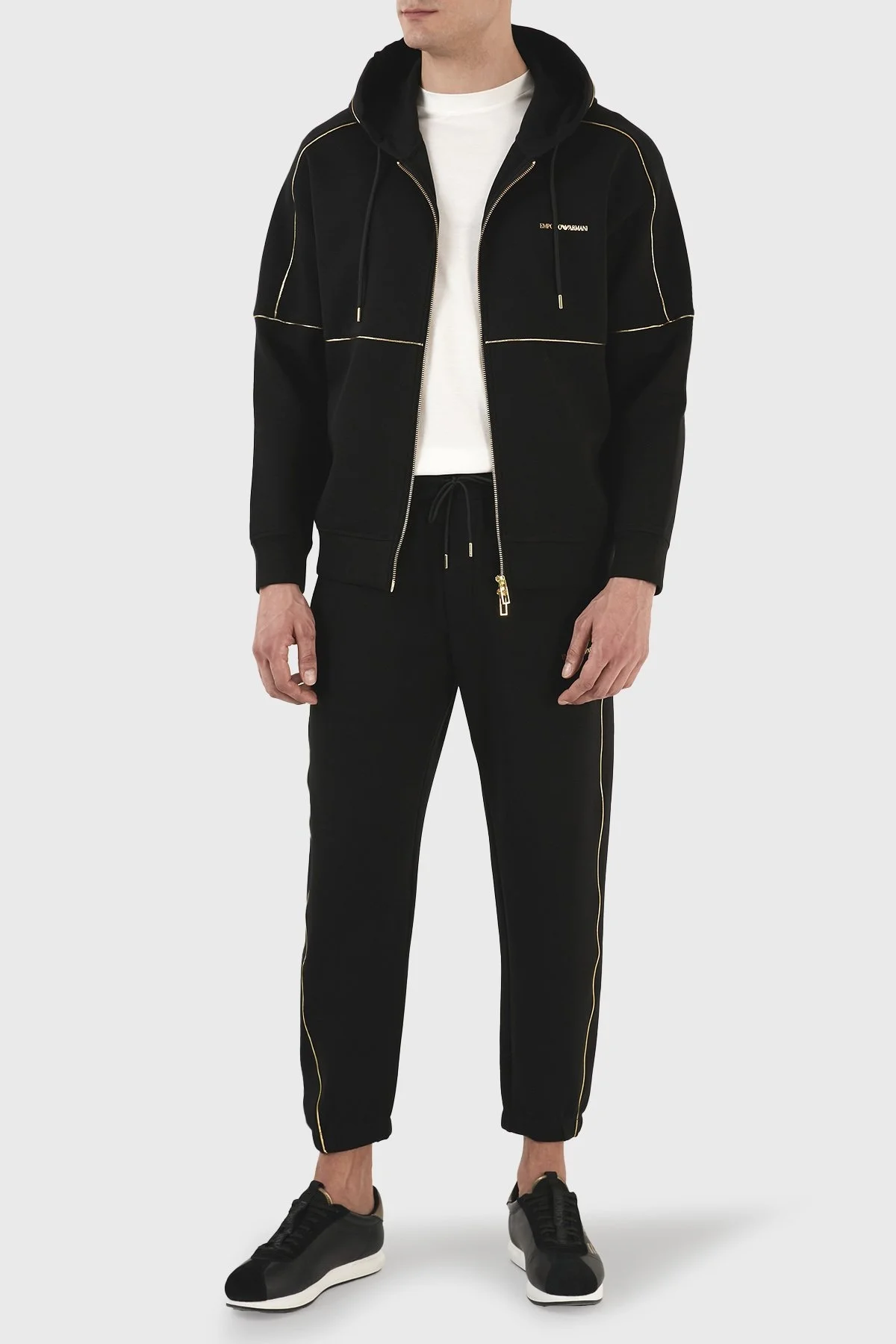 Emporio Armani Pamuklu Regular Fit Fermuarlı Kapüşonlu Erkek Sweat 3R1MBU 1JHSZ 0999 SİYAH - 3