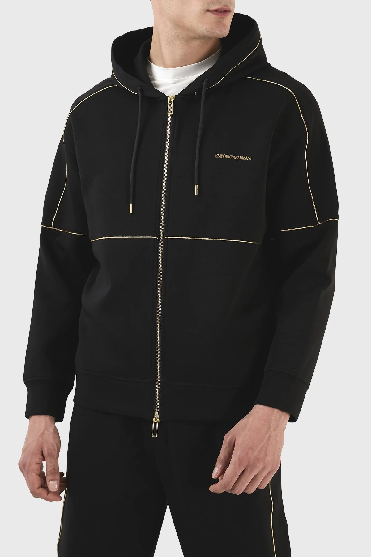 Emporio Armani Pamuklu Regular Fit Fermuarlı Kapüşonlu Erkek Sweat 3R1MBU 1JHSZ 0999 SİYAH - 4