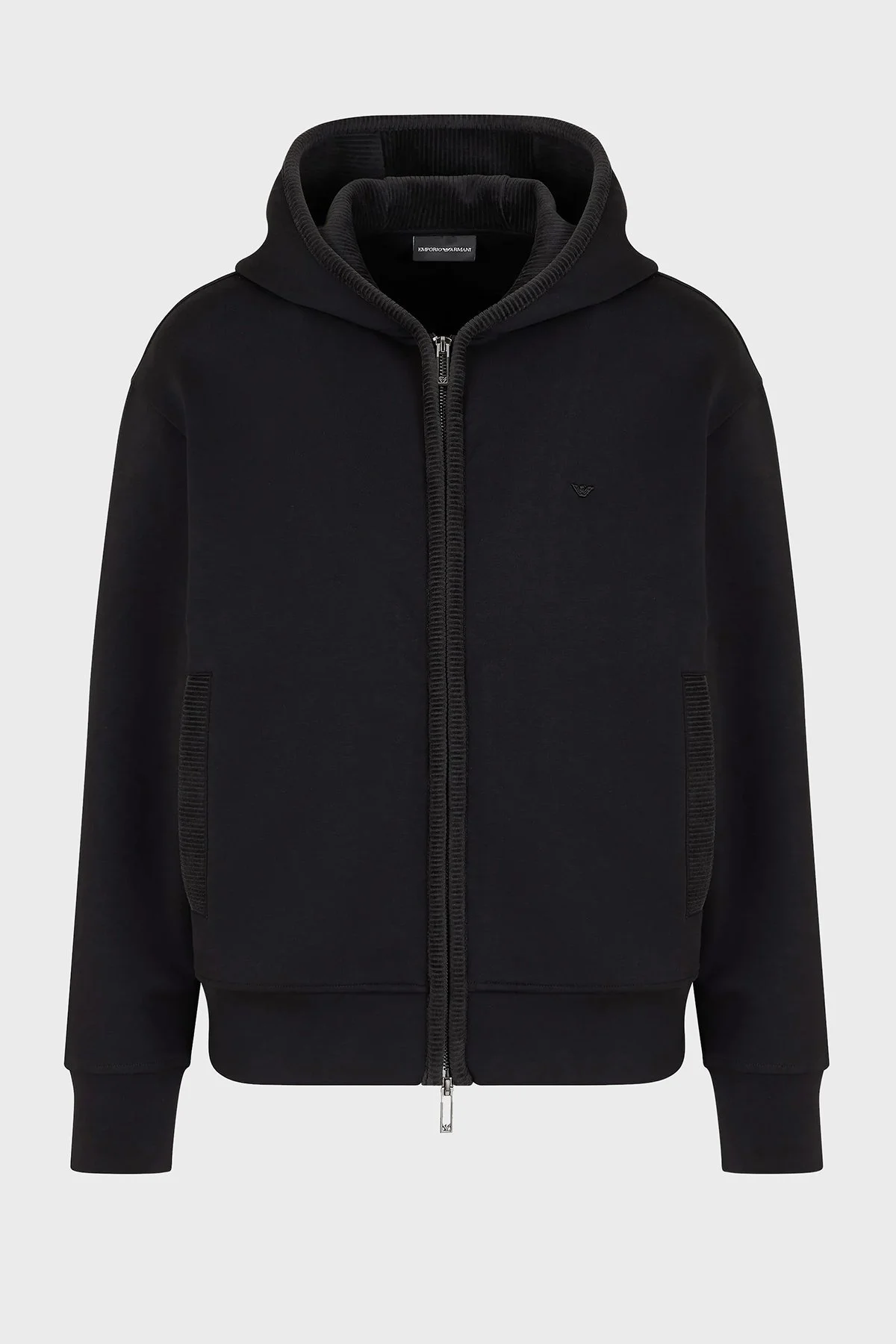 Emporio Armani Pamuklu Regular Fit Fermuarlı Kapüşonlu Erkek Sweat 6D1M97 1JHSZ 0999 SİYAH - 5