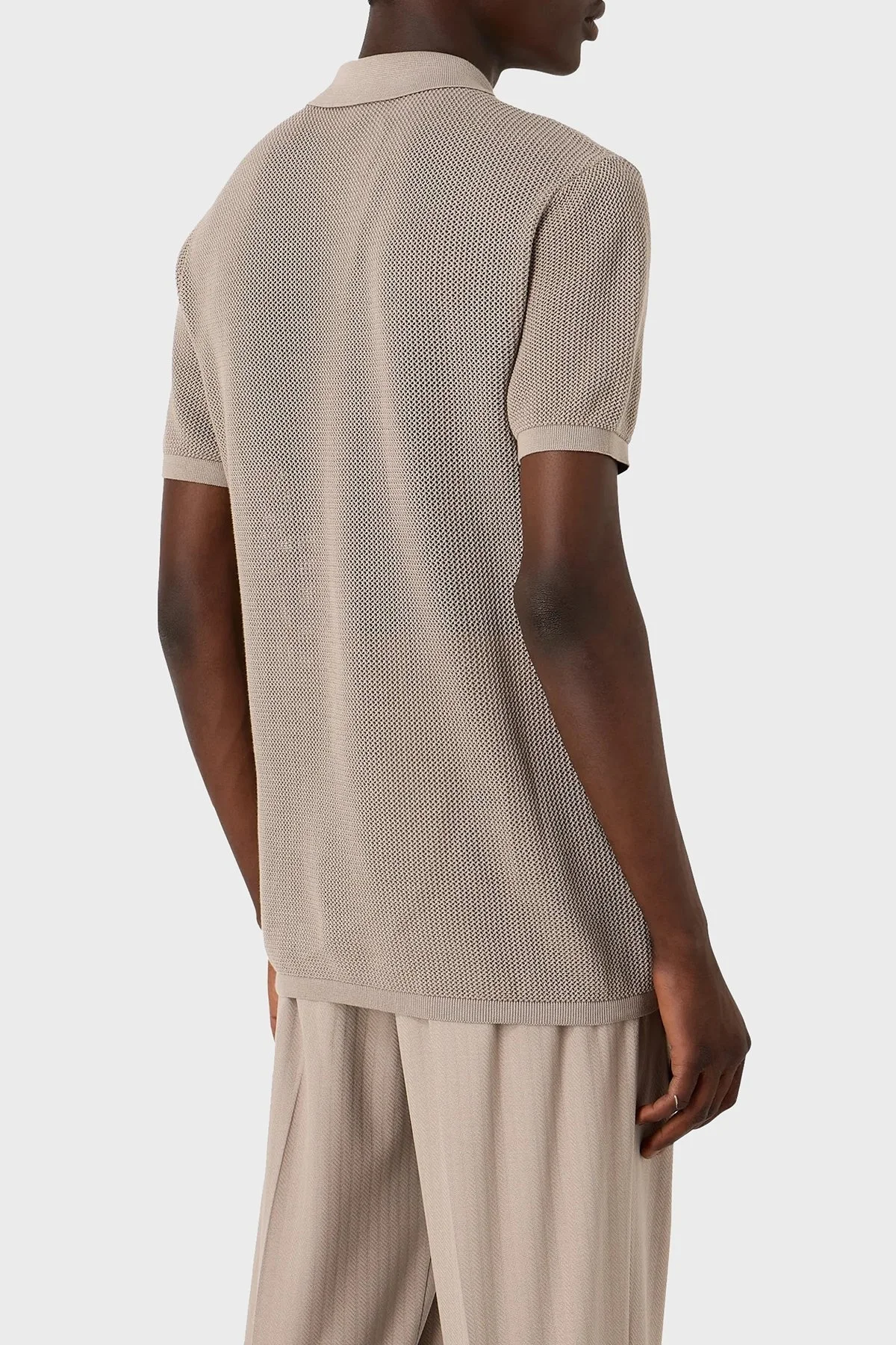 Emporio Armani Pamuklu Regular Fit Fermuarlı Polo Yaka Erkek Triko 3D1MXT 1MQCZ 0650 BEJ - 2