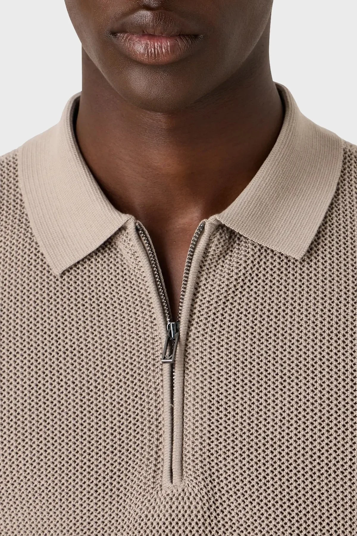 Emporio Armani Pamuklu Regular Fit Fermuarlı Polo Yaka Erkek Triko 3D1MXT 1MQCZ 0650 BEJ - 4