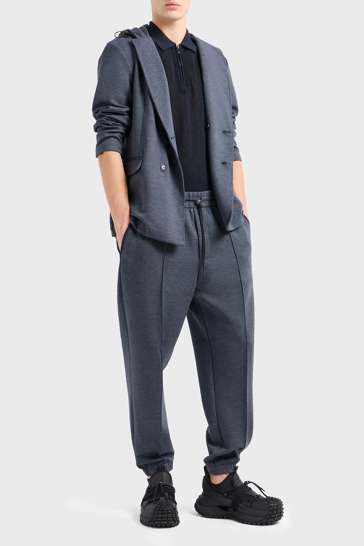 Emporio Armani Pamuklu Regular Fit Fermuarlı Polo Yaka Triko Erkek Kazak 3D1MXT 1MQCZ 0920 LACİVERT - 3