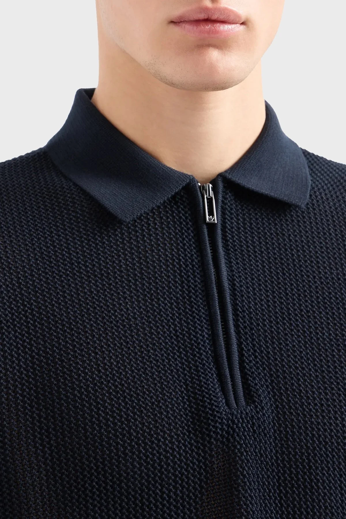 Emporio Armani Pamuklu Regular Fit Fermuarlı Polo Yaka Triko Erkek Kazak 3D1MXT 1MQCZ 0920 LACİVERT - 4