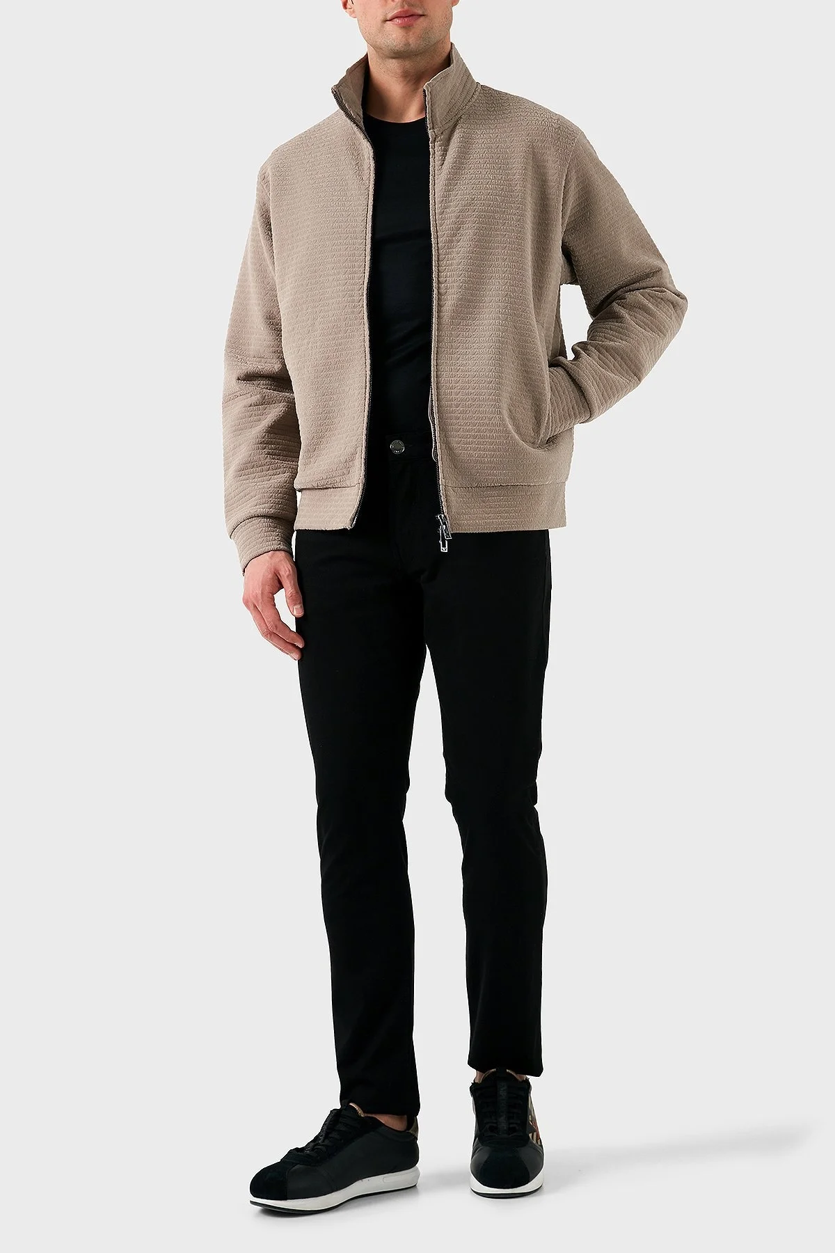 Emporio Armani Pamuklu Regular Fit Fermuarlı Tamamı Logolu Erkek Sweat EM001697 AF10013 F6063 BEJ - 8