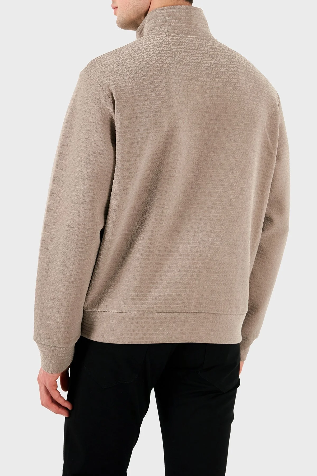 Emporio Armani Pamuklu Regular Fit Fermuarlı Tamamı Logolu Erkek Sweat EM001697 AF10013 F6063 BEJ - 9
