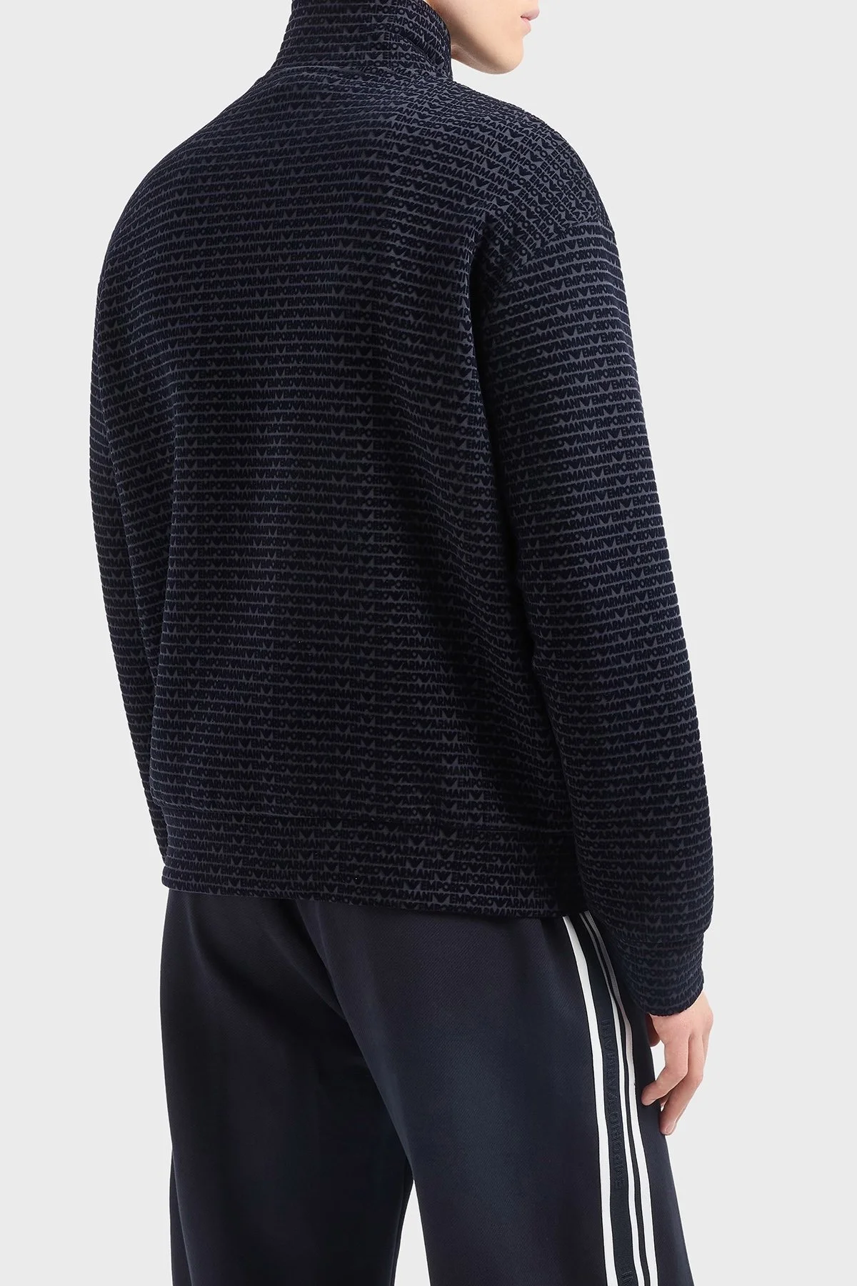 Emporio Armani Pamuklu Regular Fit Fermuarlı Tamamı Logolu Erkek Sweat EM001697 AF10013 FB229 LACİVERT - 8