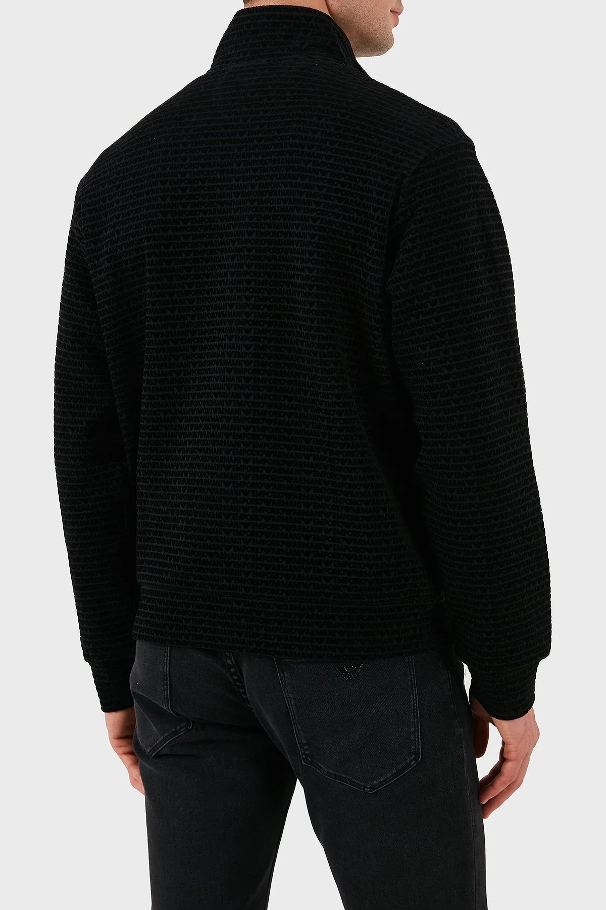 Emporio Armani Pamuklu Regular Fit Fermuarlı Tamamı Logolu Erkek Sweat EM001697 AF10013 FC151 SİYAH - 10