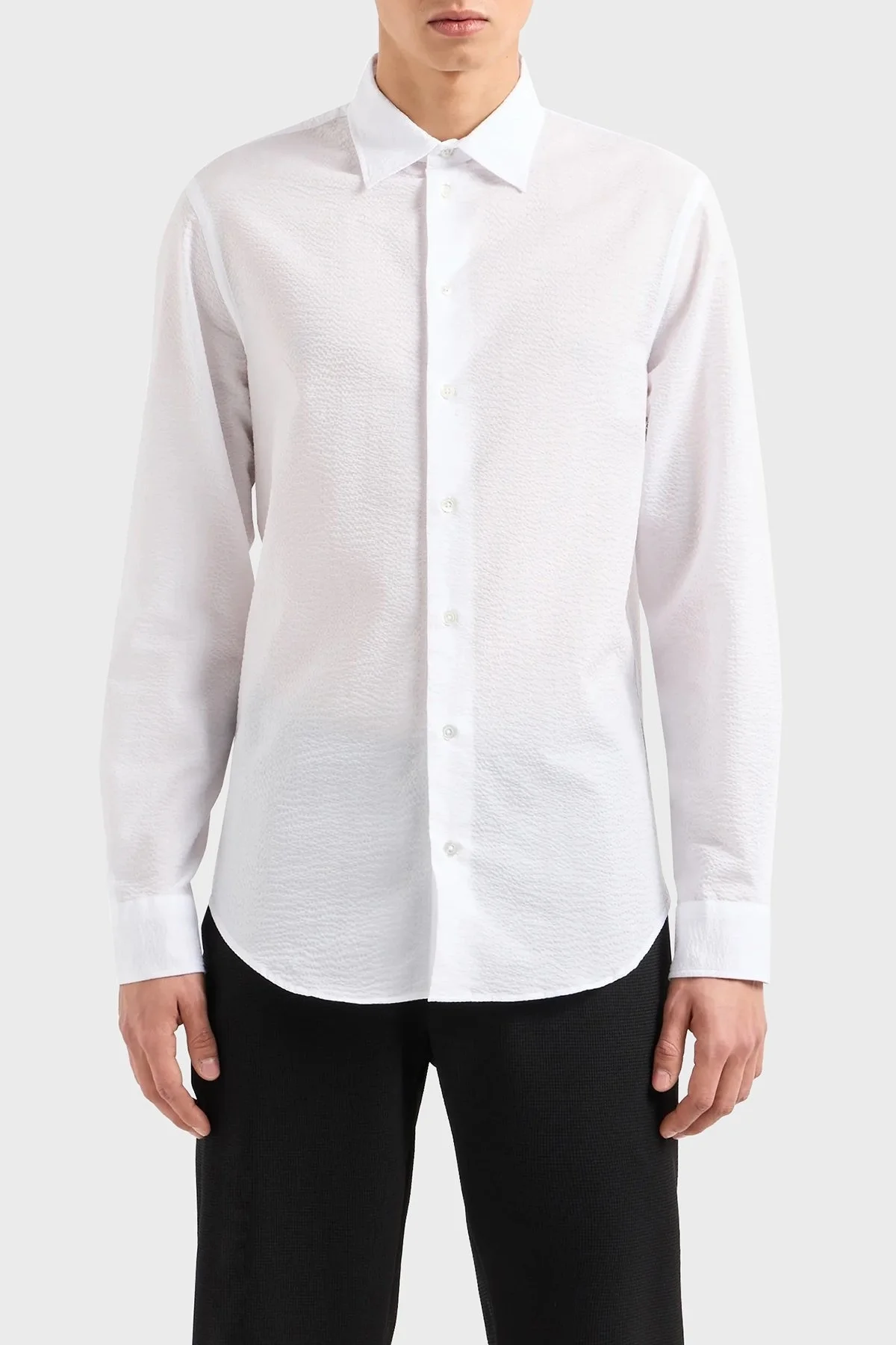 Emporio Armani Pamuklu Regular Fit Gofre Erkek Gömlek E31SM0 F1336 100 BEYAZ - 6