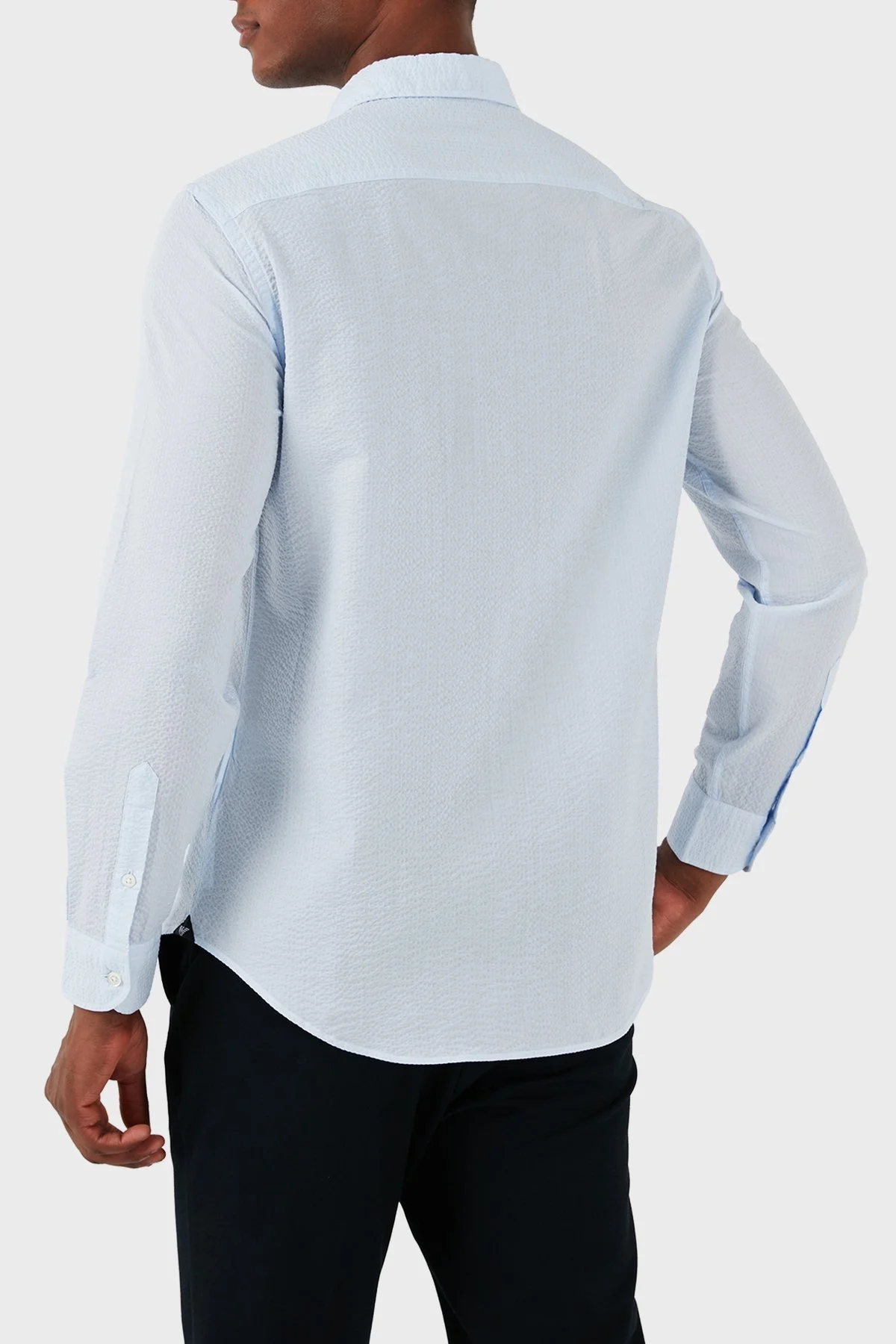 Emporio Armani Pamuklu Regular Fit Gofre Erkek Gömlek E31SM0 F1336 704 MAVİ - 2