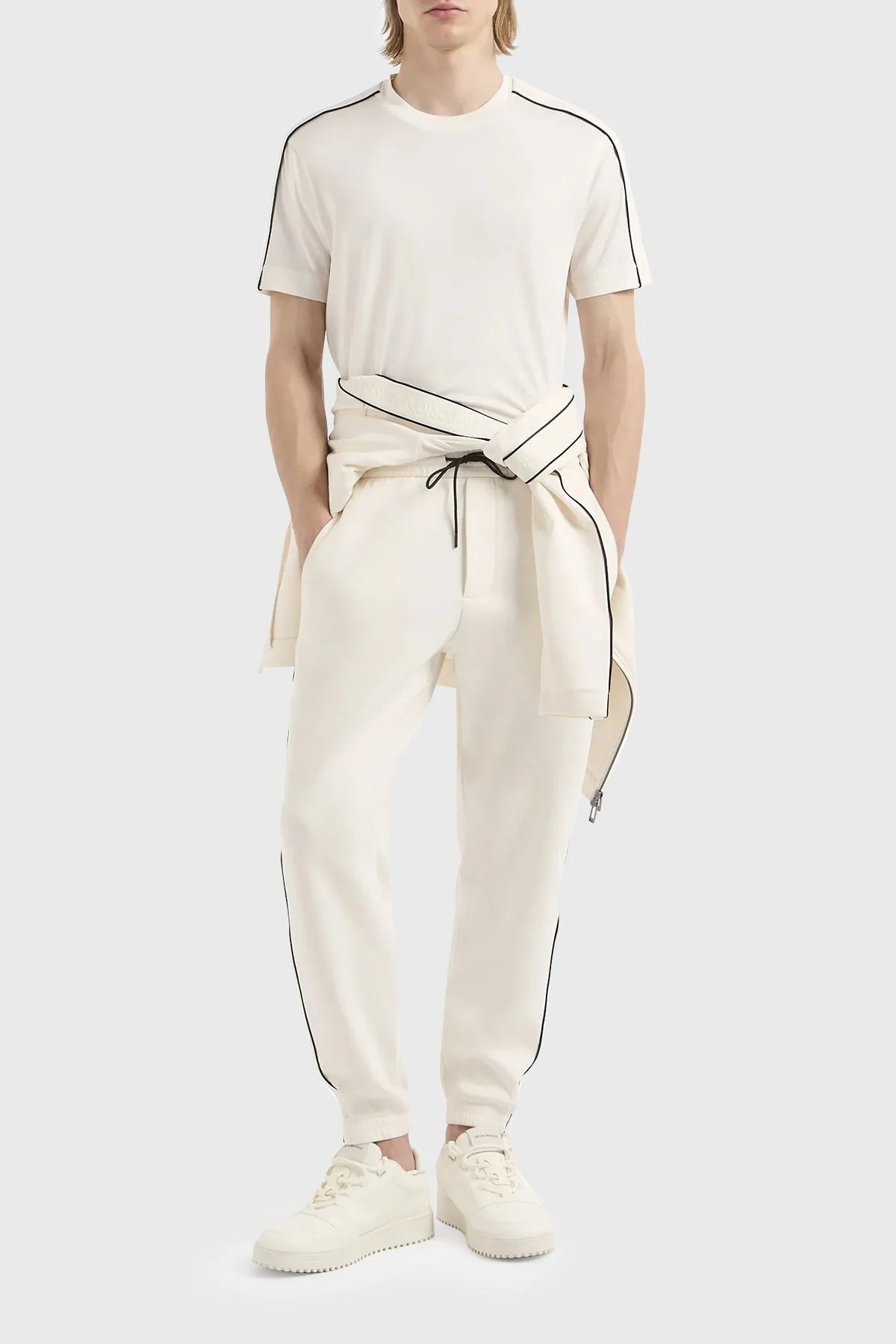 Emporio Armani Pamuklu Regular Fit Jogger Spor Erkek Pantolon 3D1P68 1JHSZ 0128 EKRU - 6