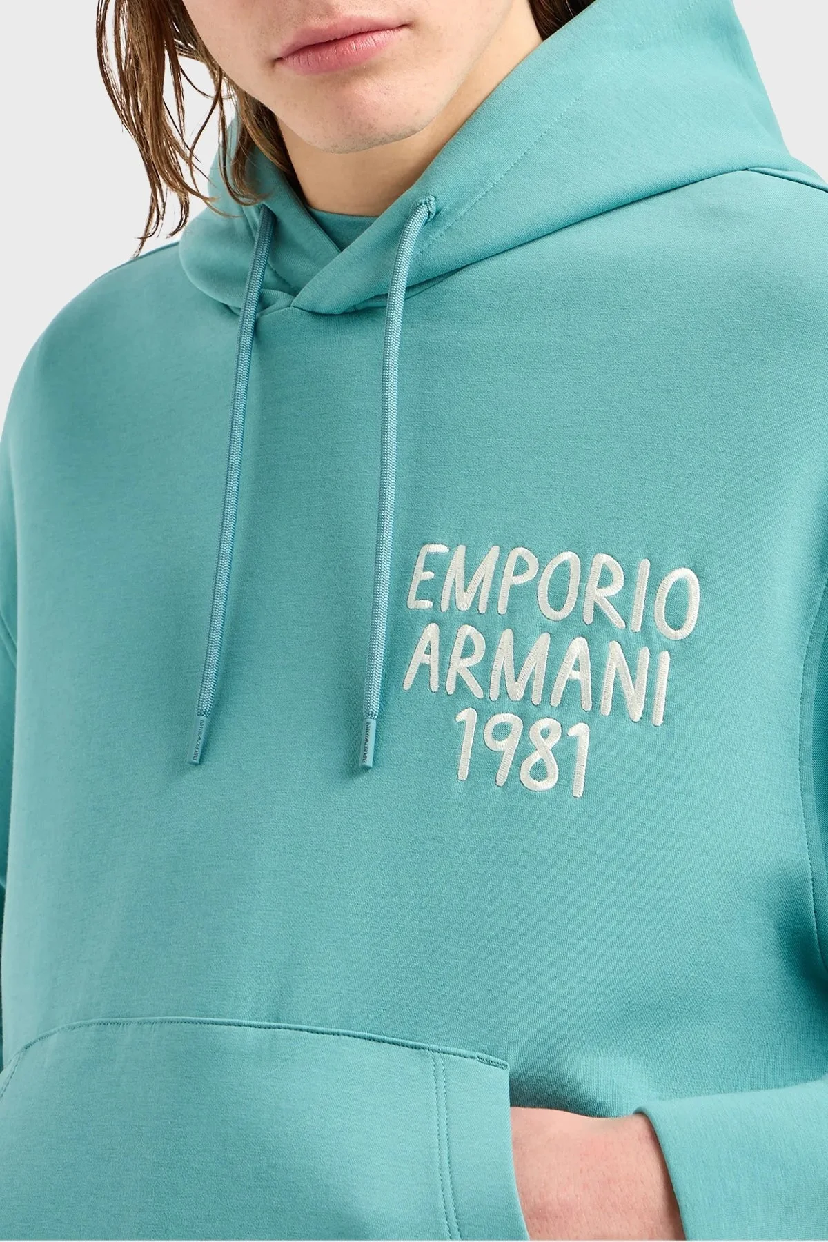 Emporio Armani Pamuklu Regular Fit Kapüşonlu Erkek Sweat 3D1M72 1JHSZ 0770 MİNT - 6