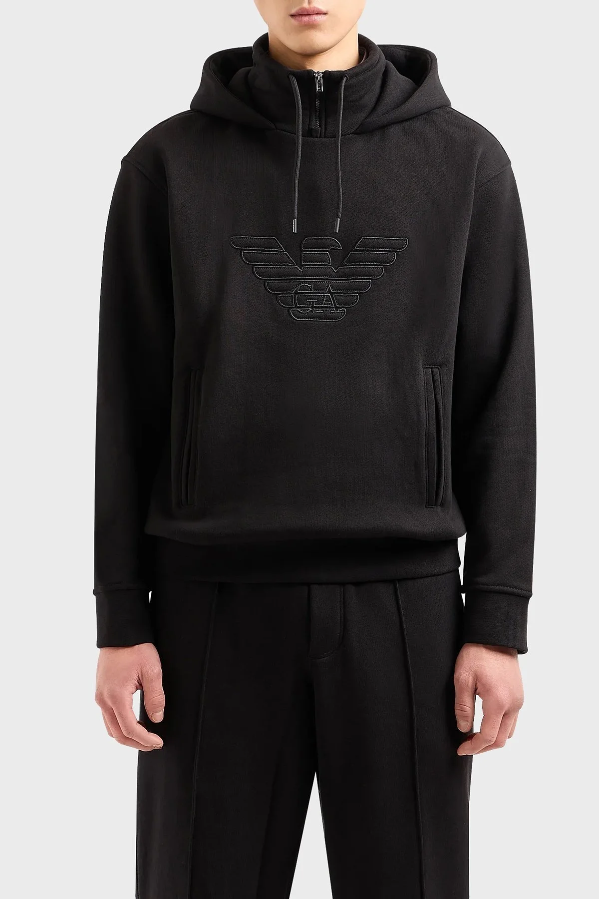 Emporio Armani Pamuklu Regular Fit Kapüşonlu Erkek Sweat 3D1MDW 1JWPZ 0028 SİYAH - 1