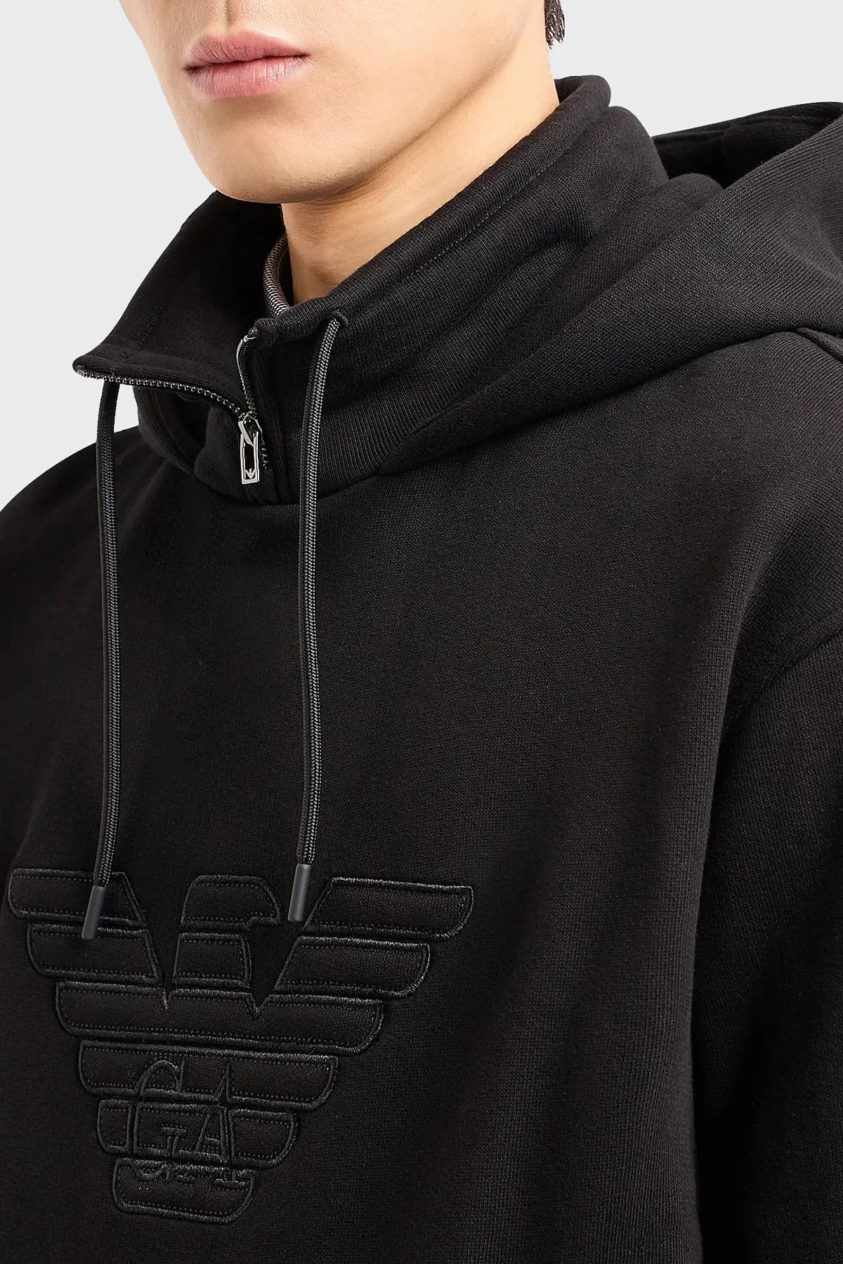 Emporio Armani Pamuklu Regular Fit Kapüşonlu Erkek Sweat 3D1MDW 1JWPZ 0028 SİYAH - 3