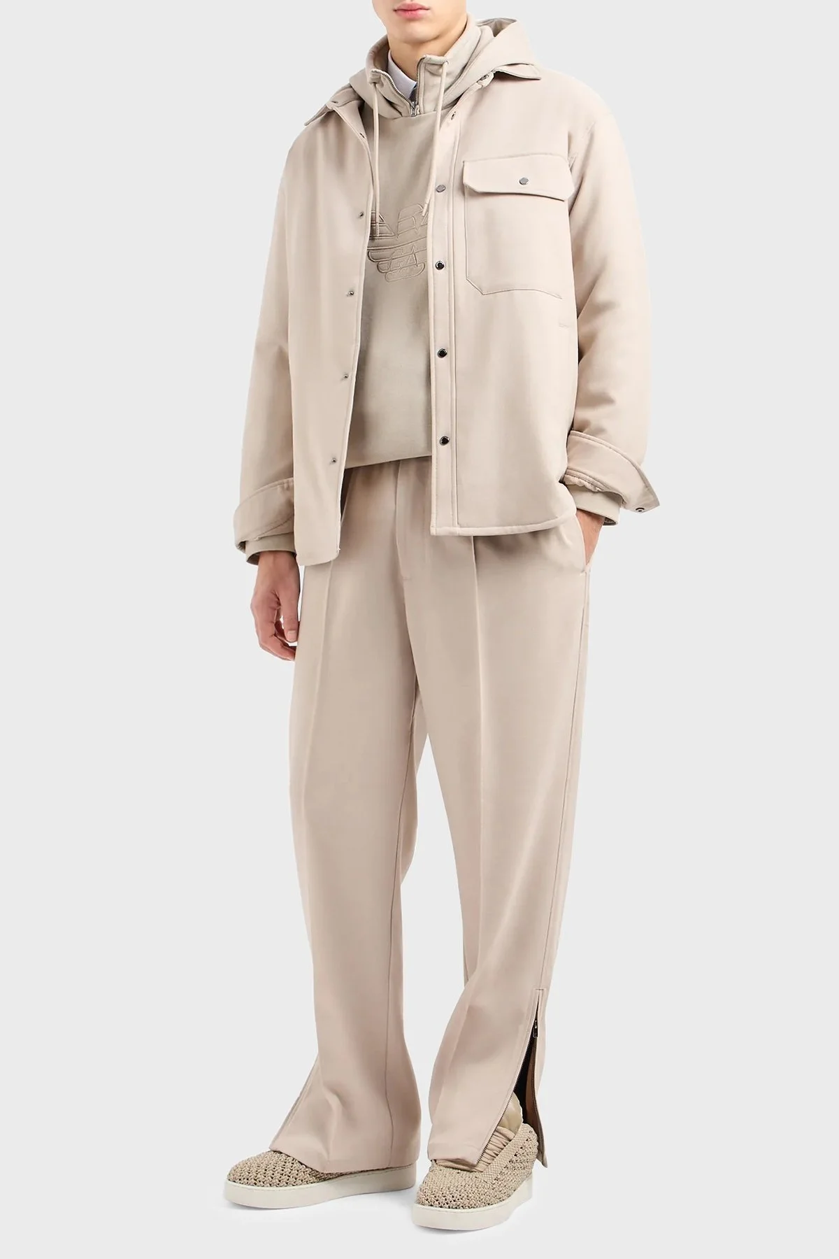 Emporio Armani Pamuklu Regular Fit Kapüşonlu Erkek Sweat 3D1MDW 1JWPZ 0176 BEJ - 3