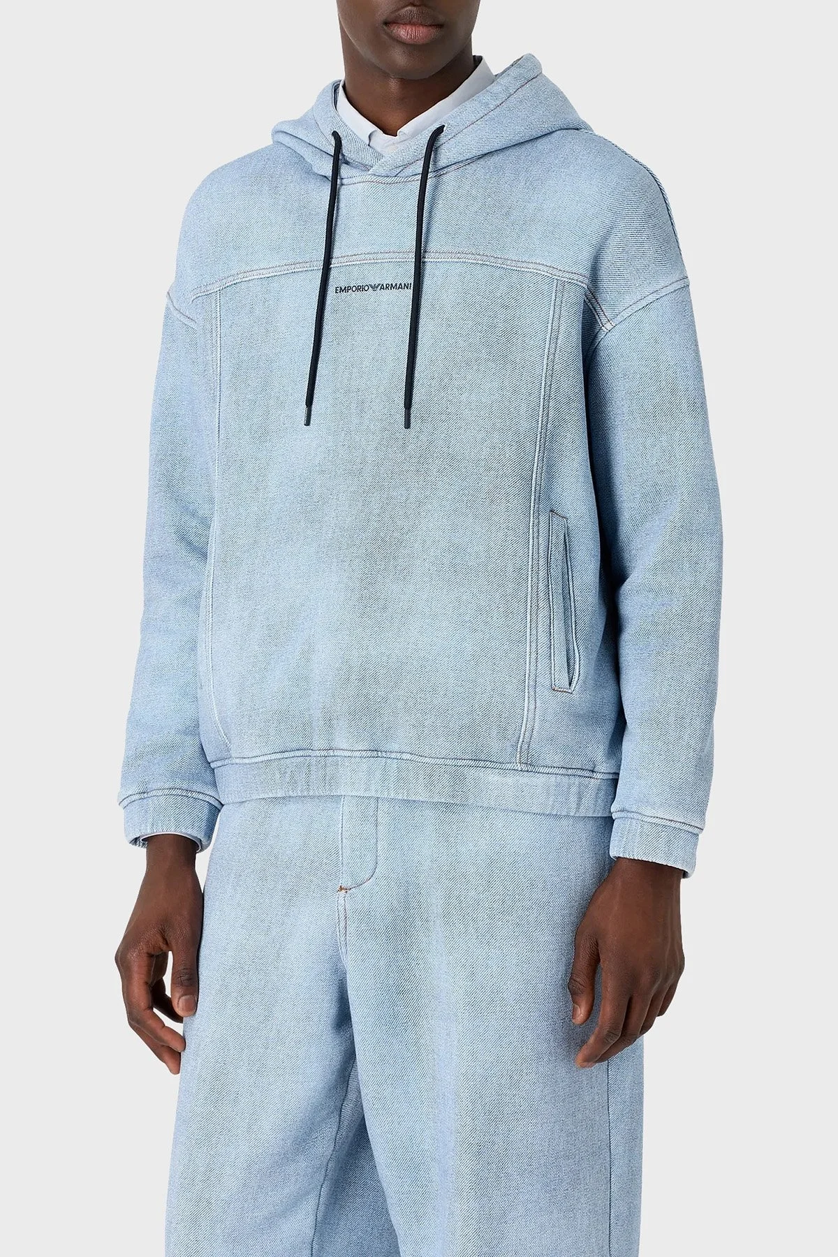 Emporio Armani Pamuklu Regular Fit Kapüşonlu Erkek Sweat 3D1MEG 1JWPZ F917 MAVİ - 1