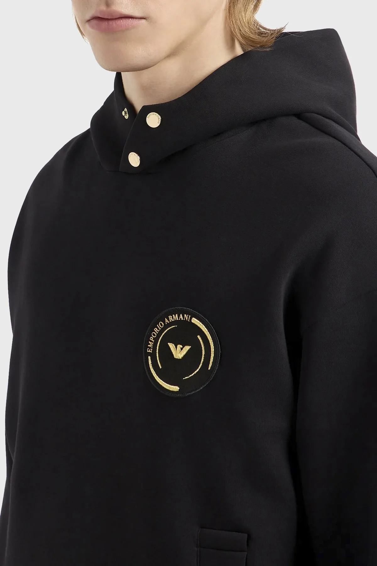 Emporio Armani Pamuklu Regular Fit Kapüşonlu Erkek Sweat 3D1MP0 1JHSZ 0999 SİYAH - 4