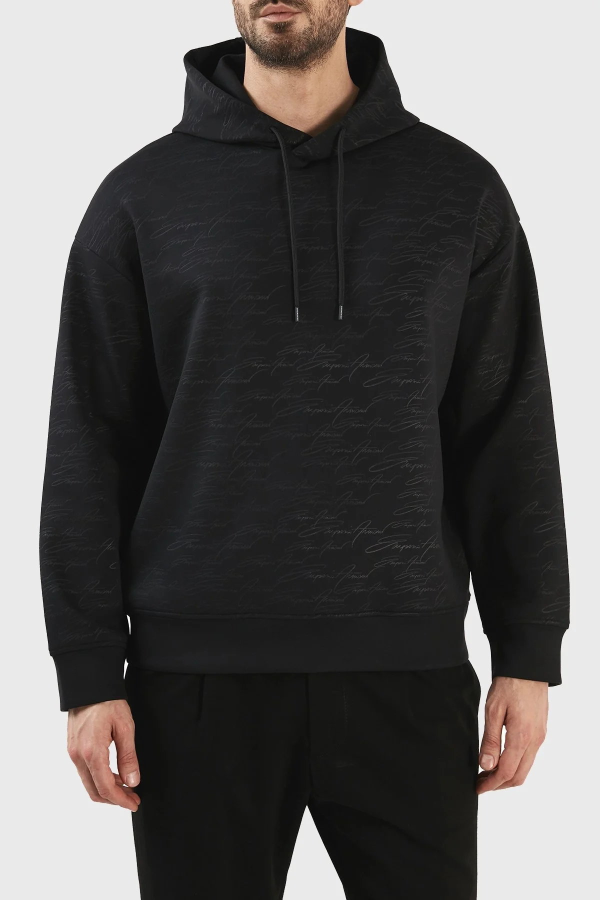 Emporio Armani Pamuklu Regular Fit Kapüşonlu Erkek Sweat 3R1MDI 1JHSZ 0085 SİYAH - 1
