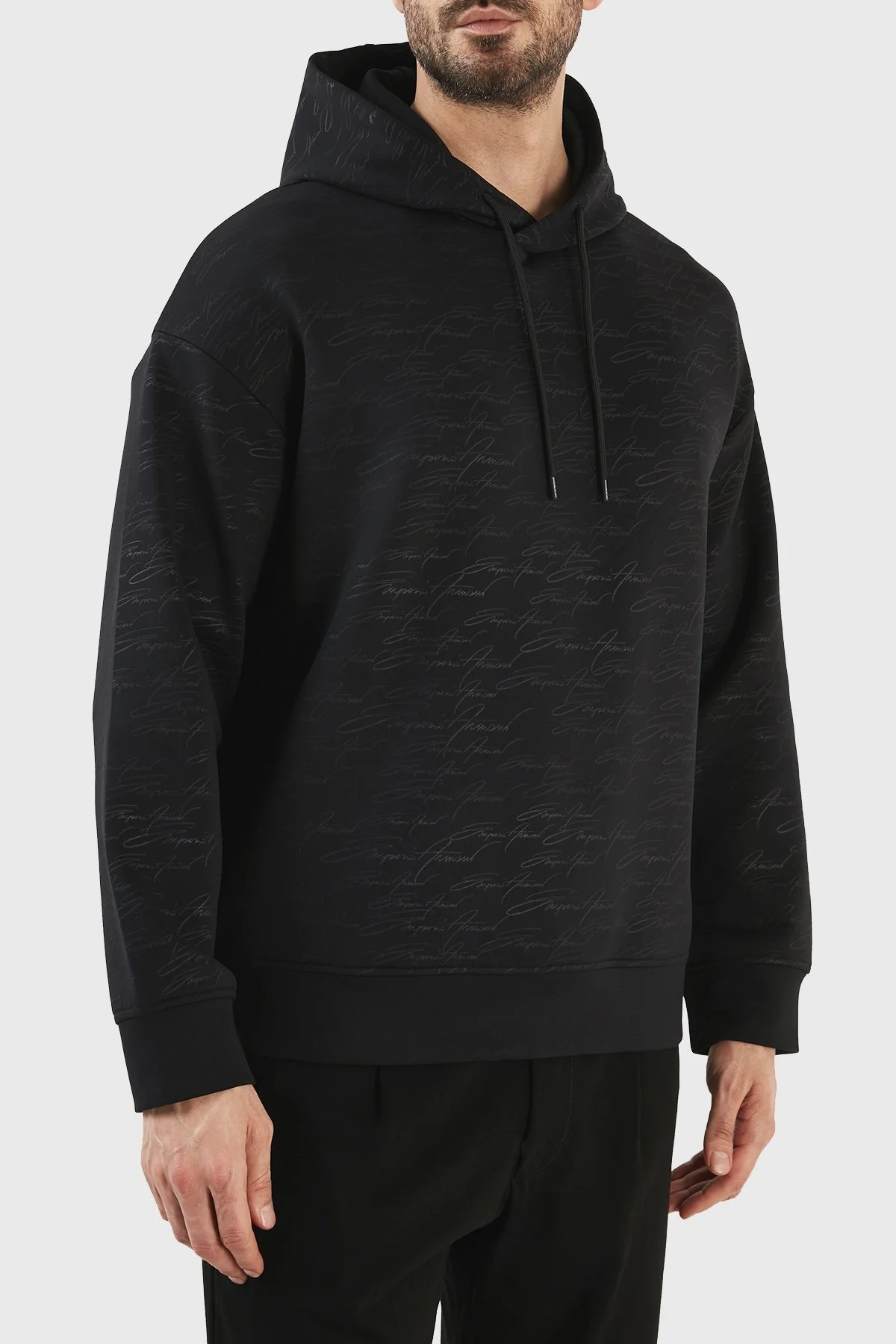 Emporio Armani Pamuklu Regular Fit Kapüşonlu Erkek Sweat 3R1MDI 1JHSZ 0085 SİYAH - 2