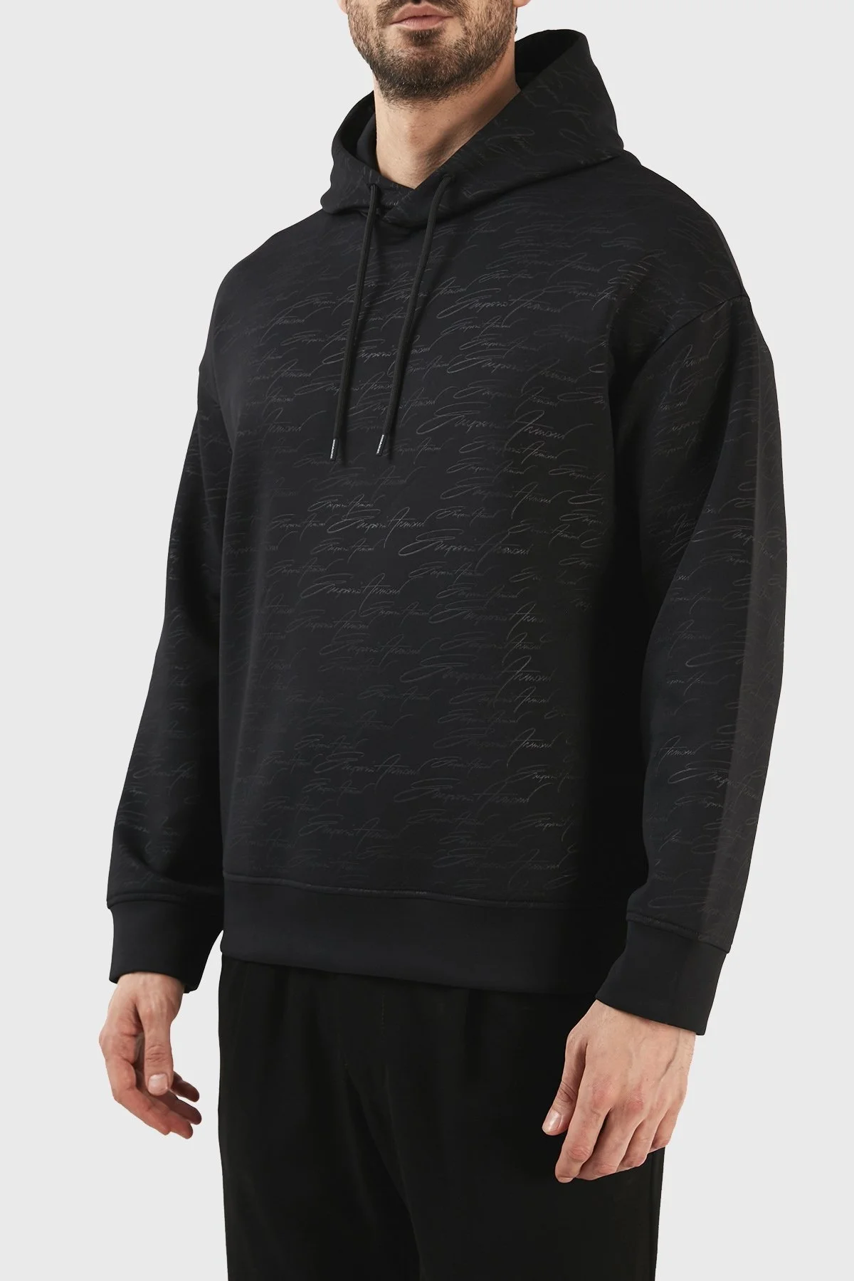 Emporio Armani Pamuklu Regular Fit Kapüşonlu Erkek Sweat 3R1MDI 1JHSZ 0085 SİYAH - 3
