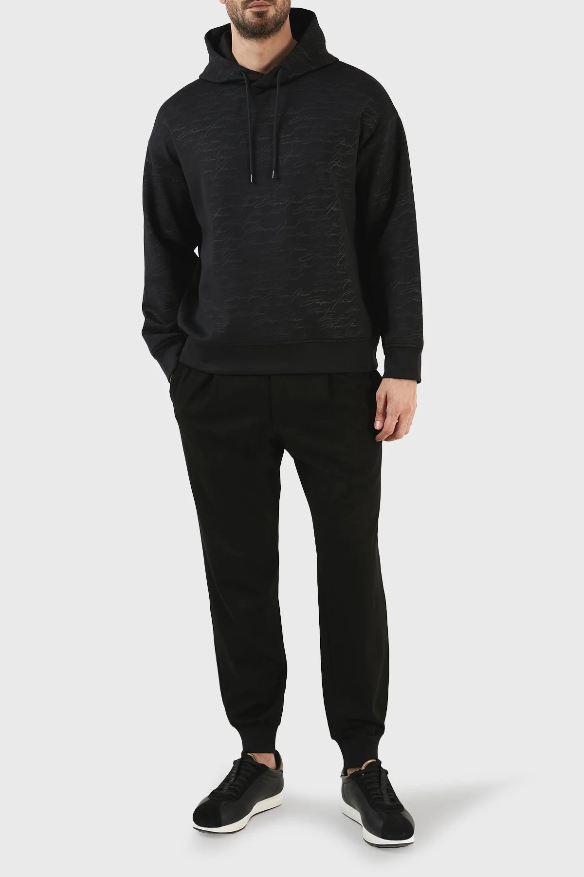 Emporio Armani Pamuklu Regular Fit Kapüşonlu Erkek Sweat 3R1MDI 1JHSZ 0085 SİYAH - 4