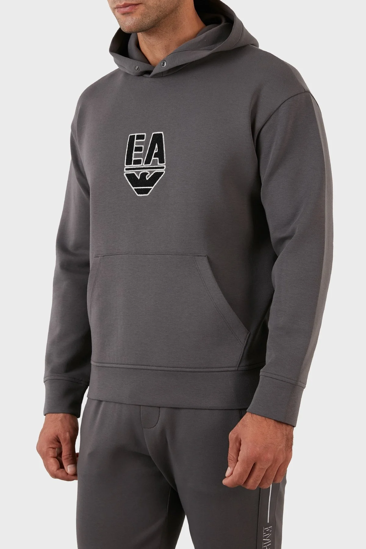 Emporio Armani Pamuklu Regular Fit Kapüşonlu Erkek Sweat 6L1MC4 1JHSZ 0651 GRİ - 2