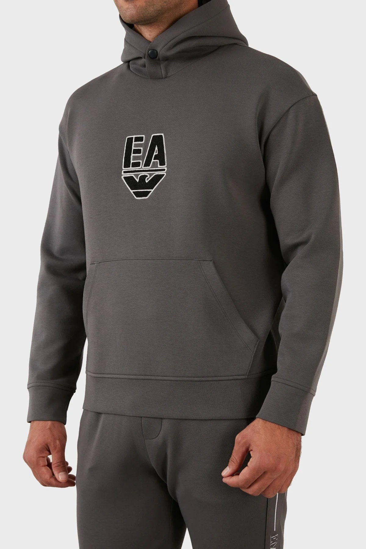 Emporio Armani Pamuklu Regular Fit Kapüşonlu Erkek Sweat 6L1MC4 1JHSZ 0651 GRİ - 4