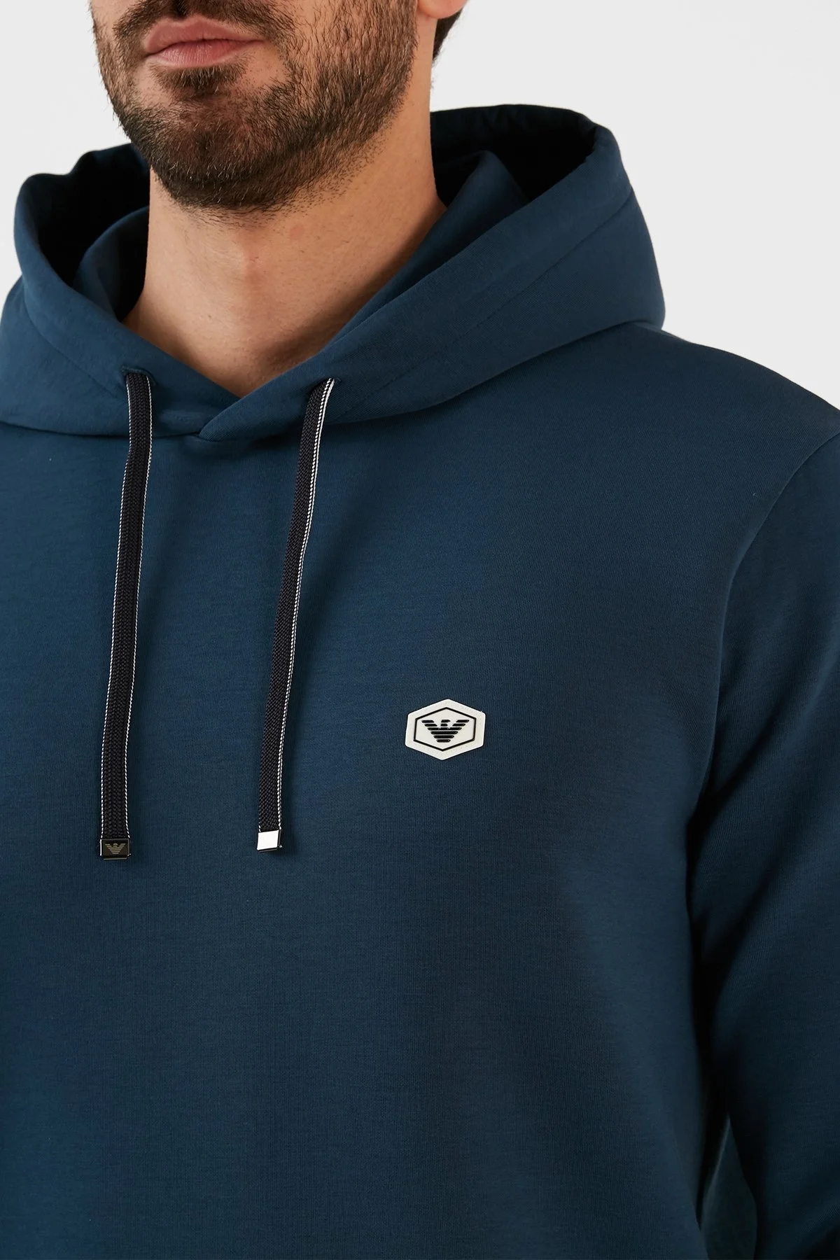 Emporio Armani Pamuklu Regular Fit Kapüşonlu Erkek Sweat 8N1MD0 1JHSZ 0790 PETROL - 4