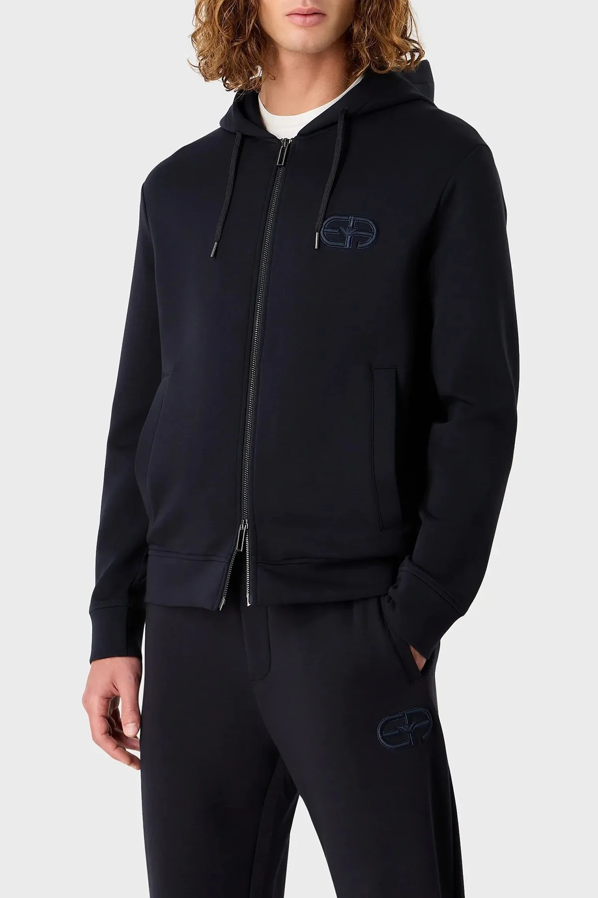 Emporio Armani Pamuklu Regular Fit Kapüşonlu Erkek Sweat 8N1ML6 1JHSZ 0920 LACİVERT - 1