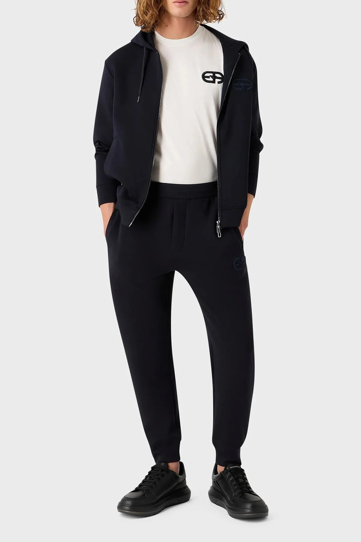 Emporio Armani Pamuklu Regular Fit Kapüşonlu Erkek Sweat 8N1ML6 1JHSZ 0920 LACİVERT - 2